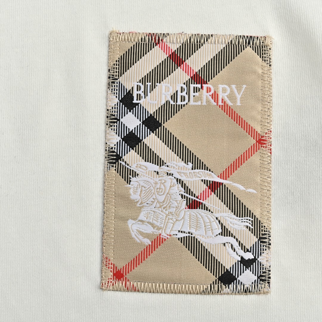 BURBERRY/巴宝莉BBR 下摆格纹标签 短袖T恤