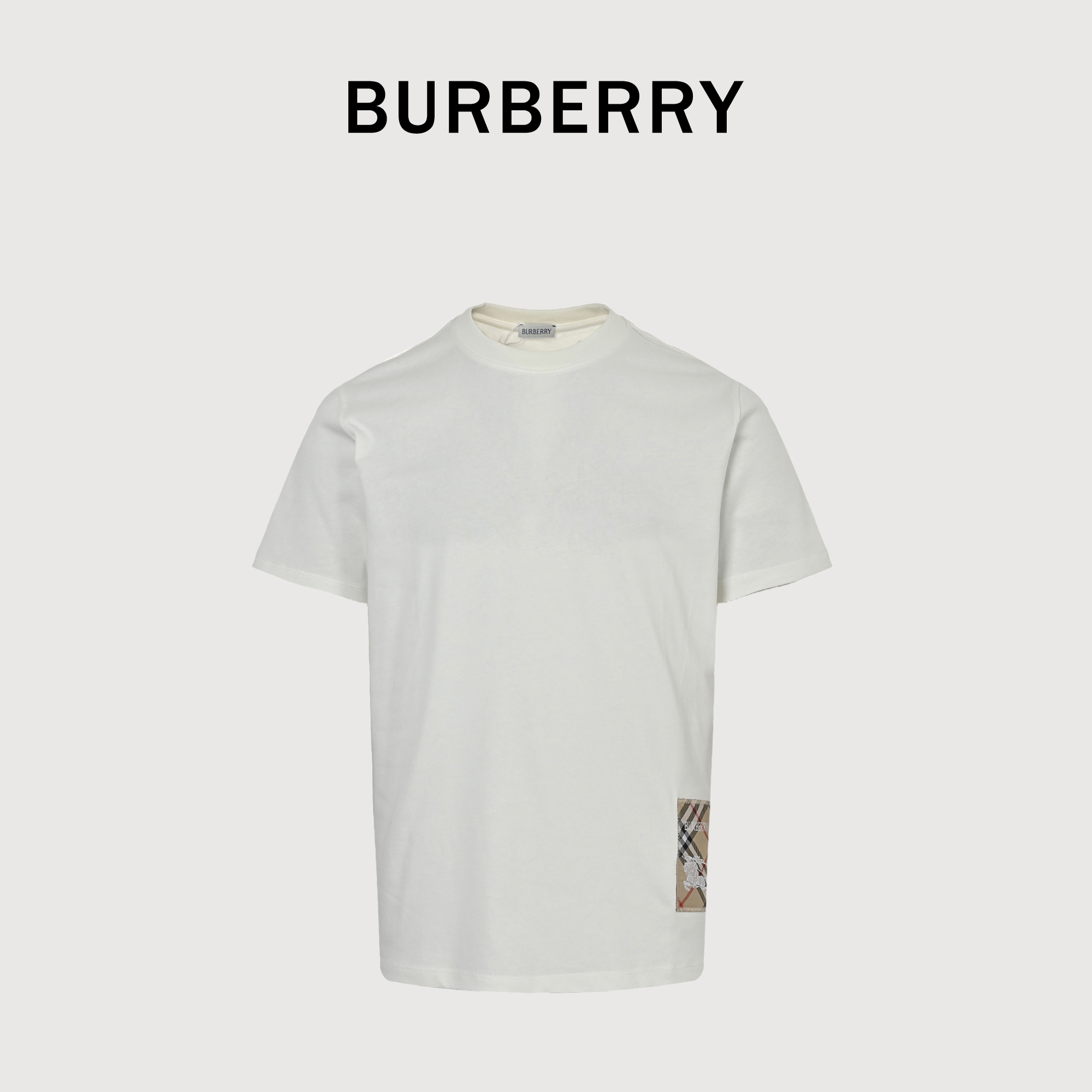 BURBERRY/巴宝莉BBR 下摆格纹标签 短袖T恤