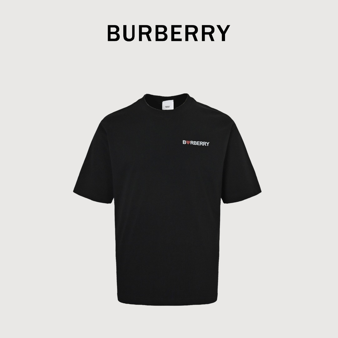 Burberry巴宝莉25ss春夏款经典简约爱心字母短袖 后背印花个性logo 定制双纱平纹纯棉面料 短袖T恤 男女同款 3 颜色:黑色 白色