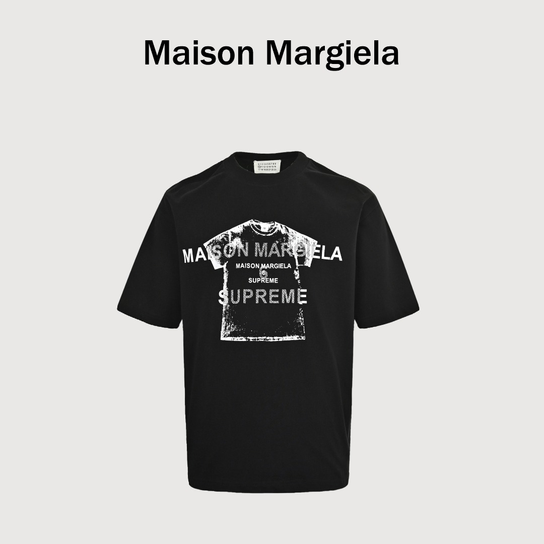 Maison Margiela/马吉拉mm6新款重工supreme联名短袖图案印花短袖T恤 - 购入原版开模打造,全套定制辅料,细节决定成败 -工艺: 整件衣服采用精密压花工艺 - 辅料:全套马吉拉原版专柜辅料