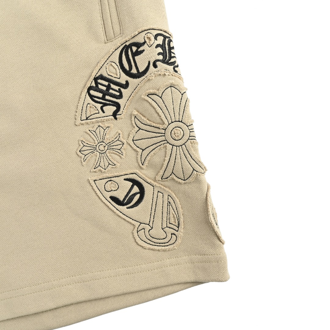 Chrome Hearts/克罗心 24ss 贴布十字梵文卷轴刺绣短裤