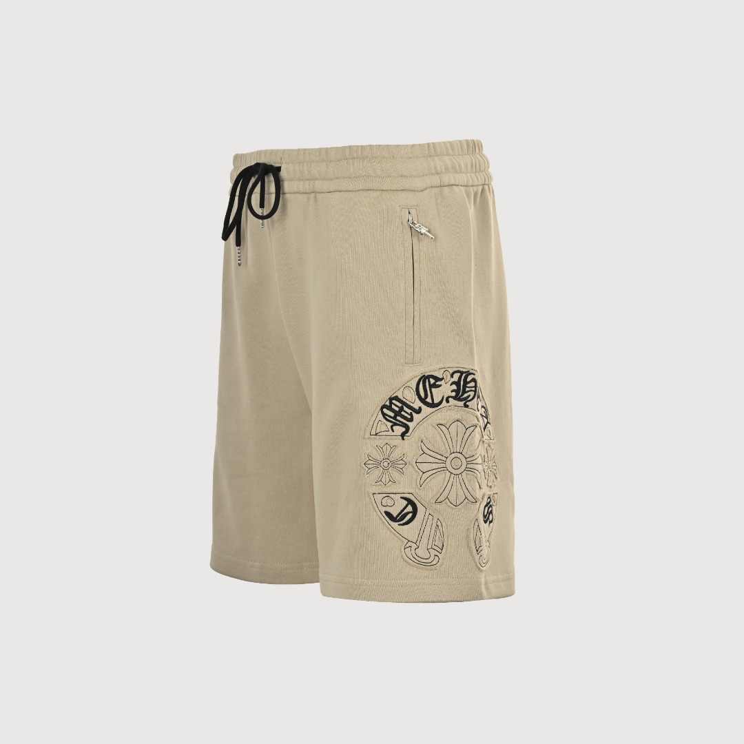 Chrome Hearts/克罗心 24ss 贴布十字梵文卷轴刺绣短裤