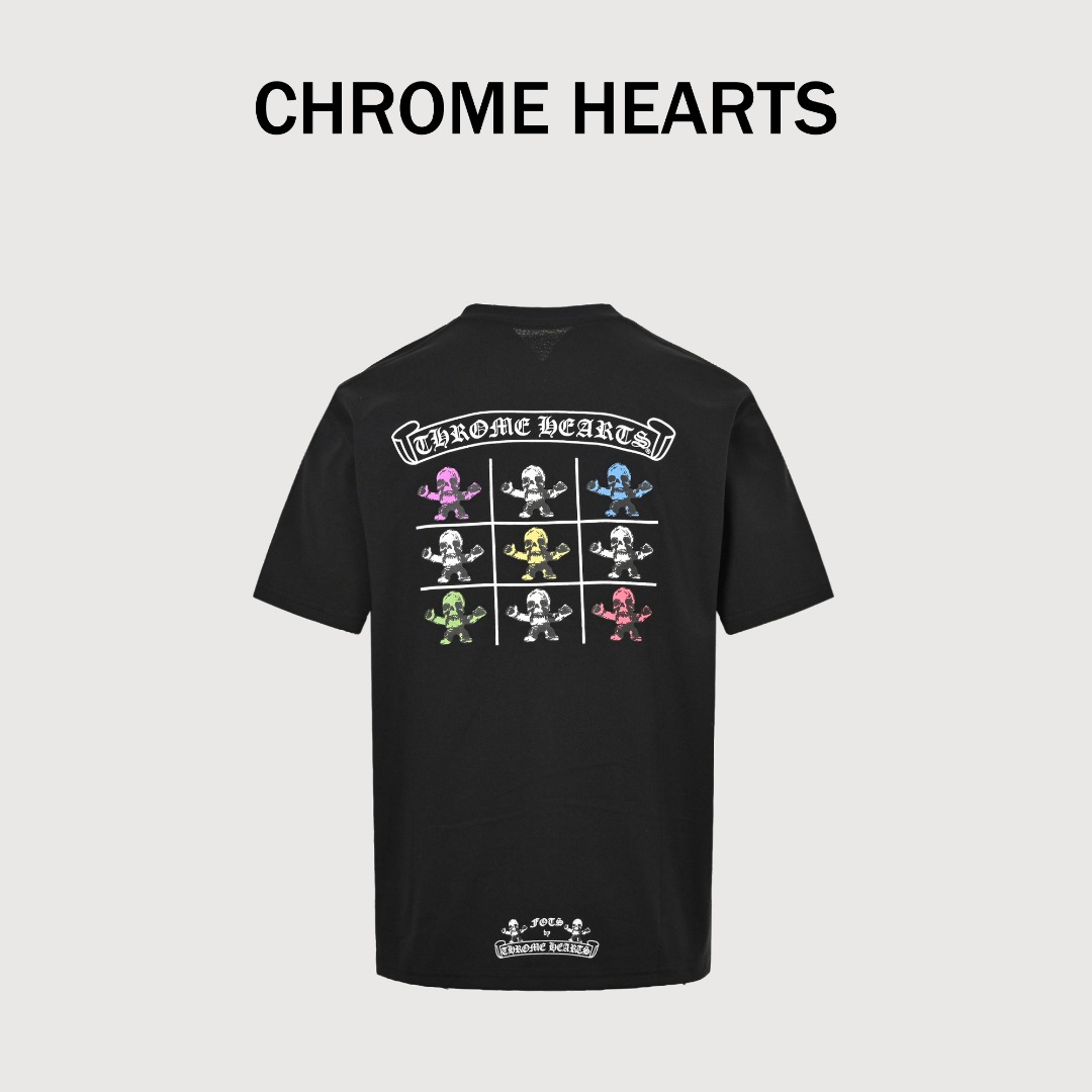 本地自取💰150
Chrome Hearts 克罗心 25ss黑彩九宫格印花短袖T恤

轻奢主义男女日常通勤穿搭必备单品正确版本欢迎对比详细特征
·280克100%纯棉双纱汗布面料
·同缸定染特种加粗32支双股1x1螺纹
·双针车线跨缝工艺
·原版主唛水洗吊牌
颜色：黑色 白色
尺码：XS-L