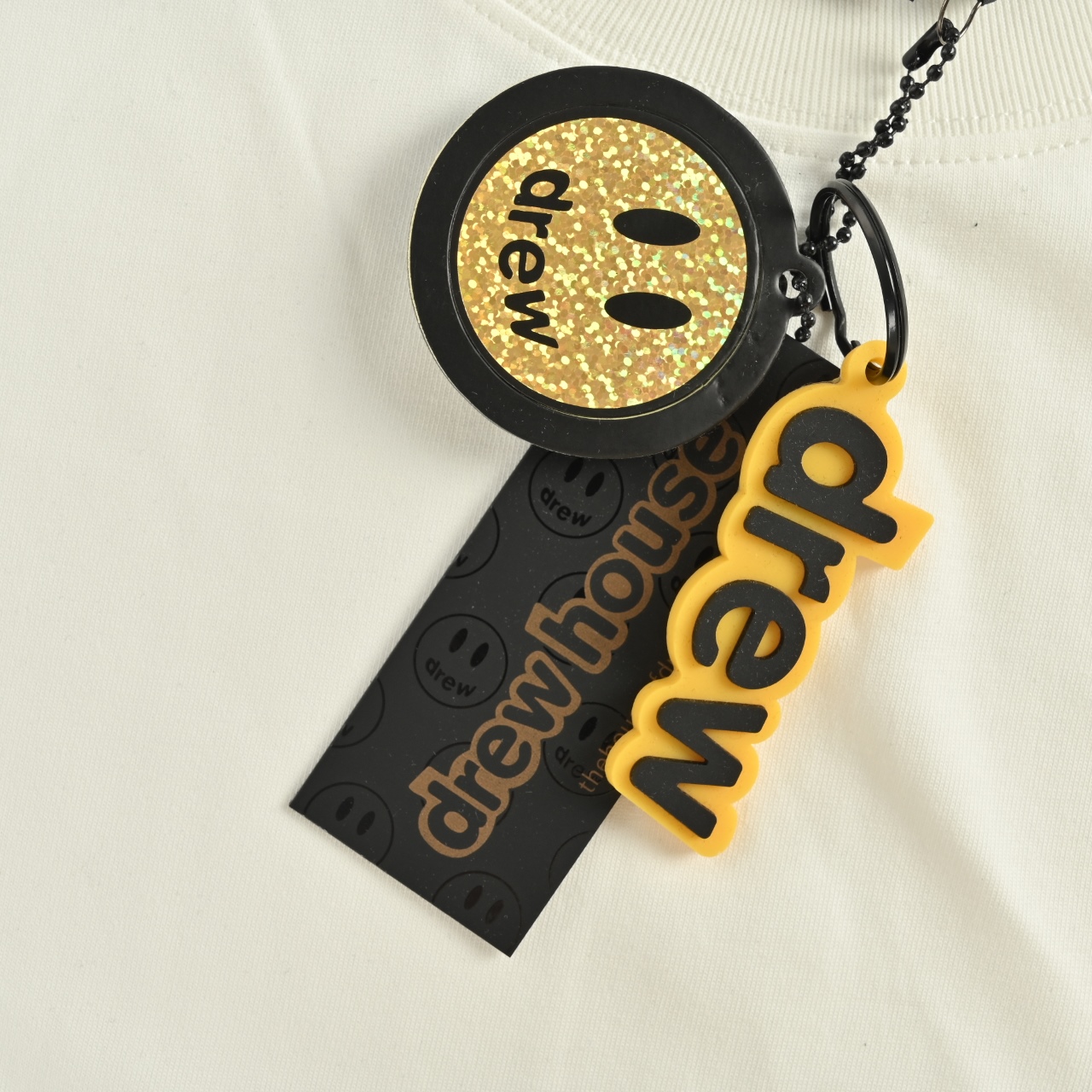 Drew House 笑脸刺绣字母Logo男女同款宽松短袖T恤黑色 白色