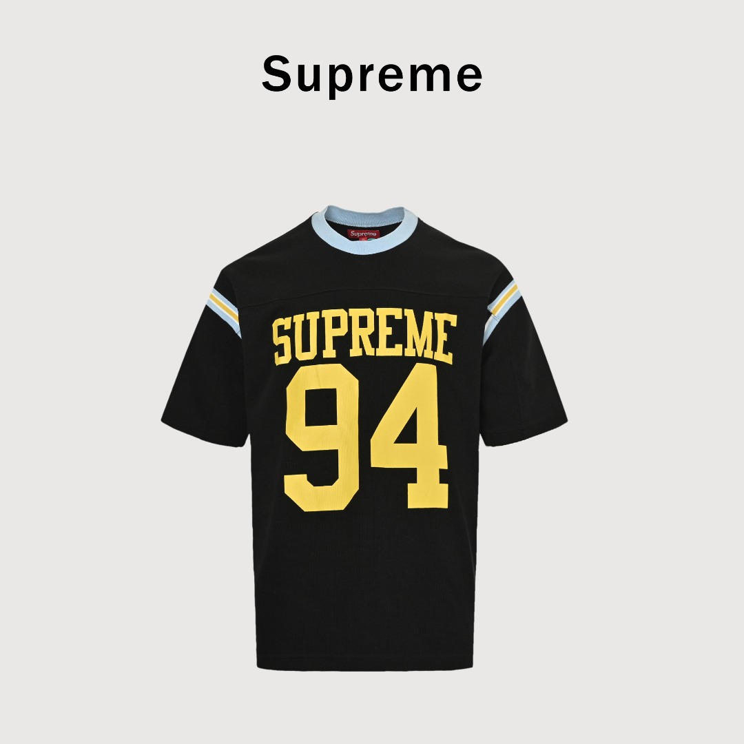 Supreme SS25 WEEK8 Split S/S Football Top 拼接图案罗纹圆领短袖 美式潮流足球衣 男女同款 原版购入开发!拼色螺纹1:1定制,辅料及各细节处全部拿捏到位! 颜色:黑色 绿色