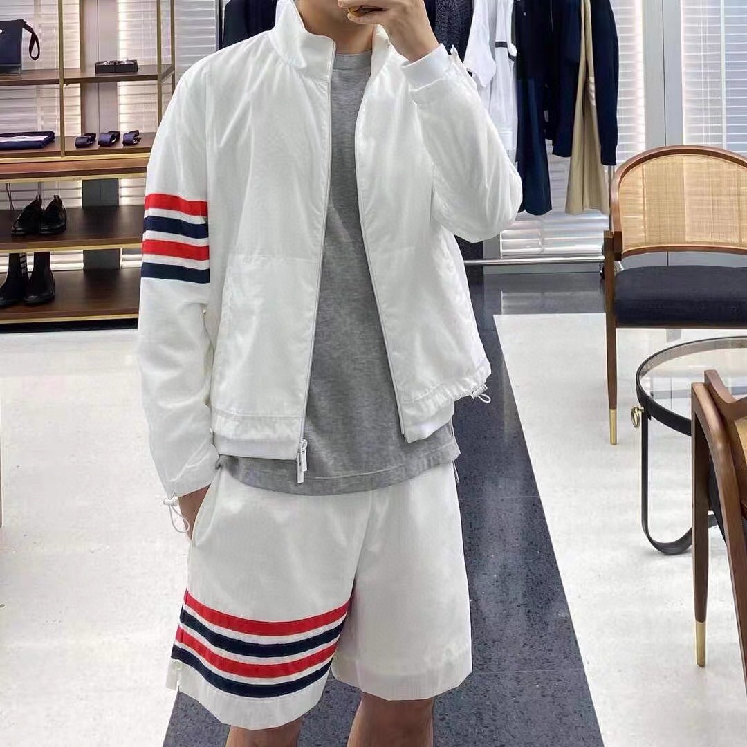 Thom Browne/汤姆布朗 25ss 双层梭织四杆防晒短裤  上身效果#