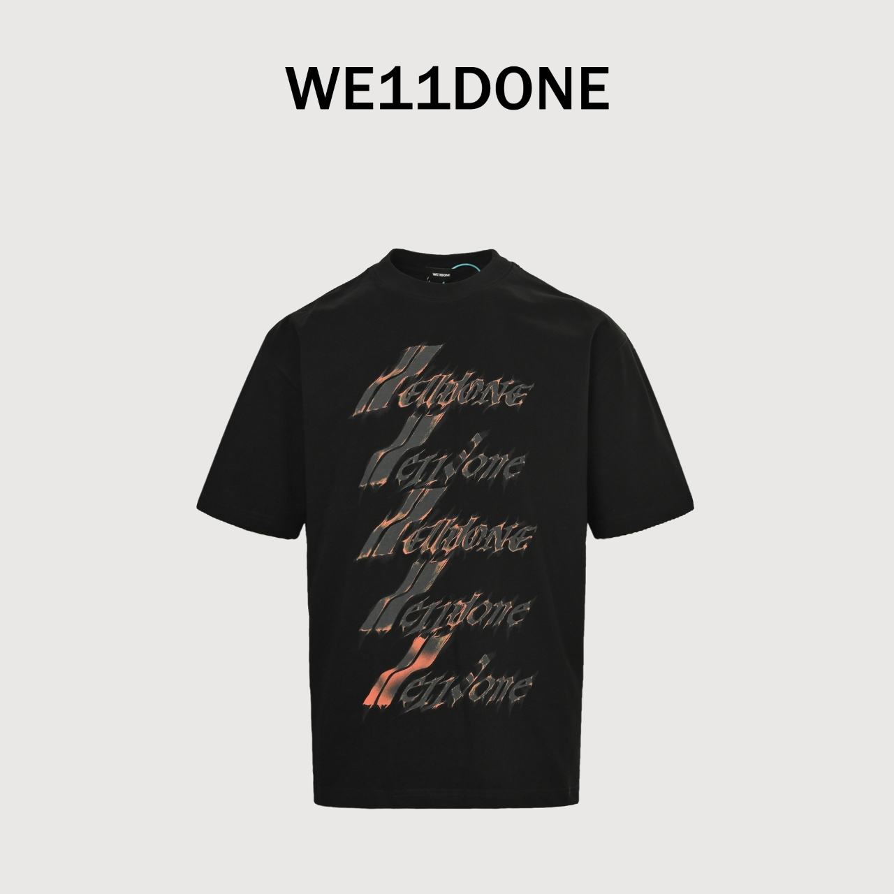 Well done 25SS春夏新款数据款火焰弹幕LOGO字母印花短袖T恤