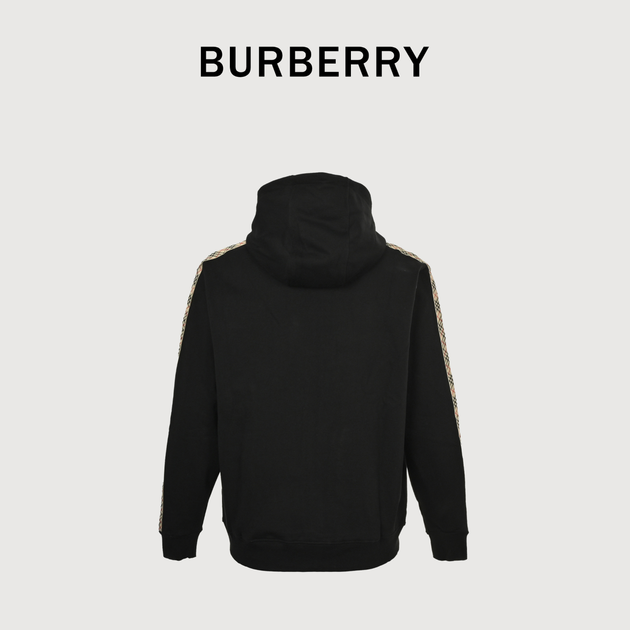 BURBERRY巴宝莉BBR 侧菱格织带套装拉链连帽外套灰白 黑色