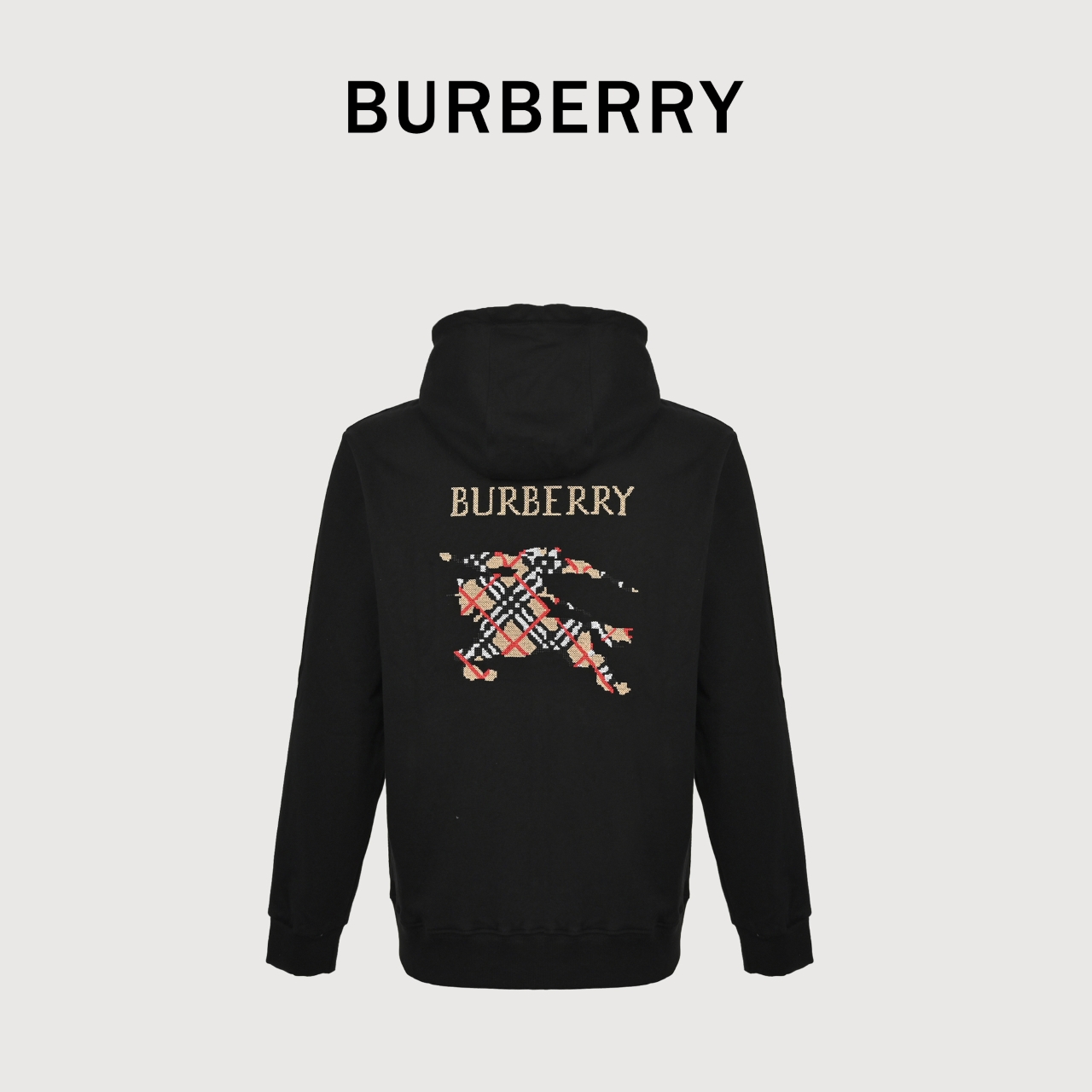 BURBERRY巴宝莉BBR 战马十字绣套装拉链连帽外套 卡其 黑色