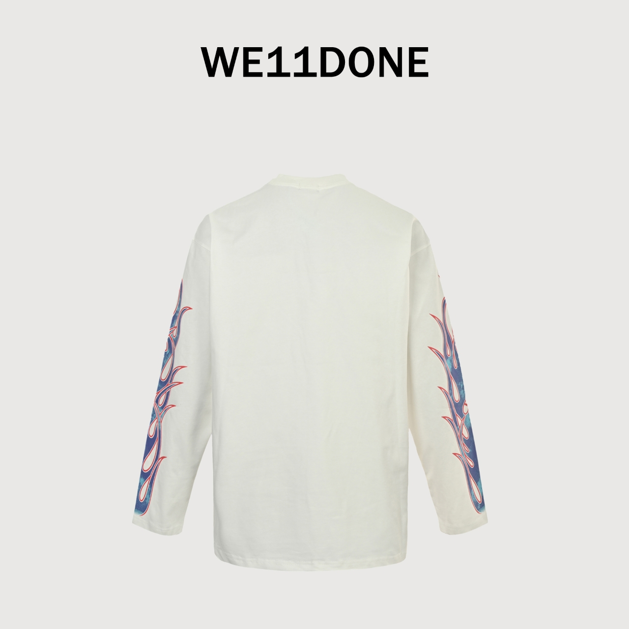 WE11DONE 25SS刘耀文同款火焰logo字母印花男女同款长袖T恤黑灰色 白色