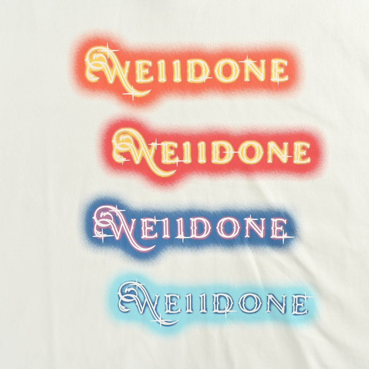 WE11DONE 25SS彩色霓虹logo印花男女同款长袖T恤黑色 白色