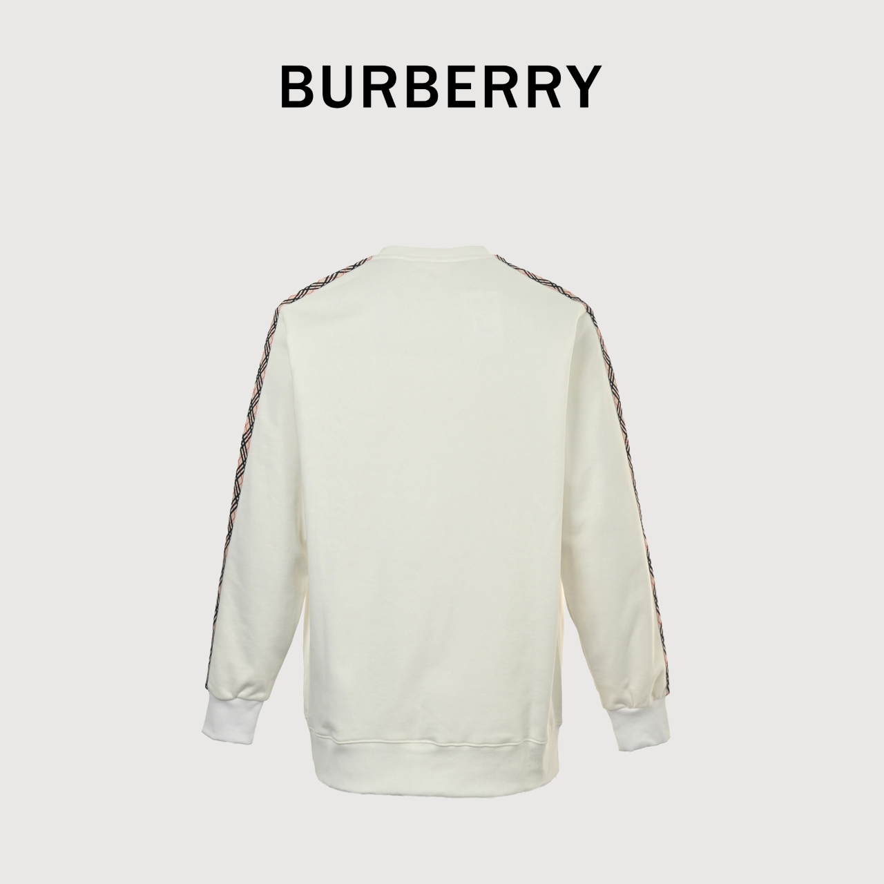 BURBERRY巴宝莉BBR 侧菱格织带圆领卫衣