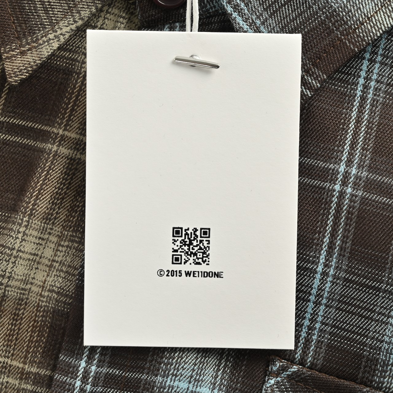 We11 done秋季新款美式复古字母刺绣拼接撞色格子长袖衬衫