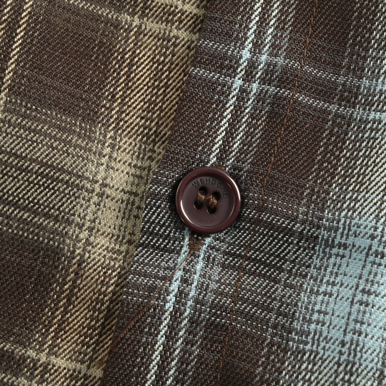 We11 done秋季新款美式复古字母刺绣拼接撞色格子长袖衬衫