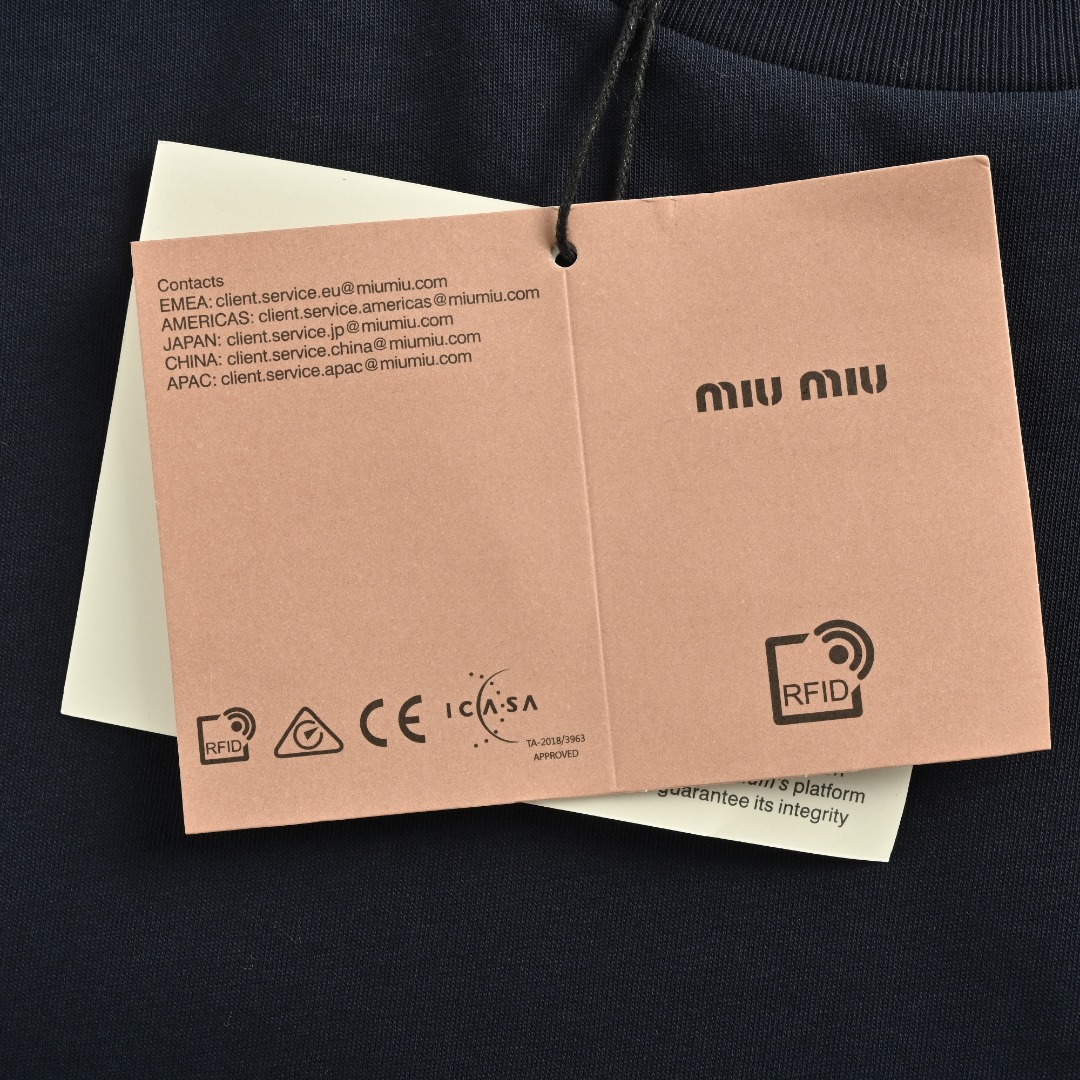 Miu Miu/缪缪 25Fw 假两件条纹长袖T恤-Chinese UA Cheap High Quatity Brand Clothes Bags handbags Sneakers wholesale wholesaler seller from China Factory suppliers Fashion Clothing Shoes best Quality Beautiful Price Miu Miu/缪缪 25Fw 假两件条纹长袖T恤