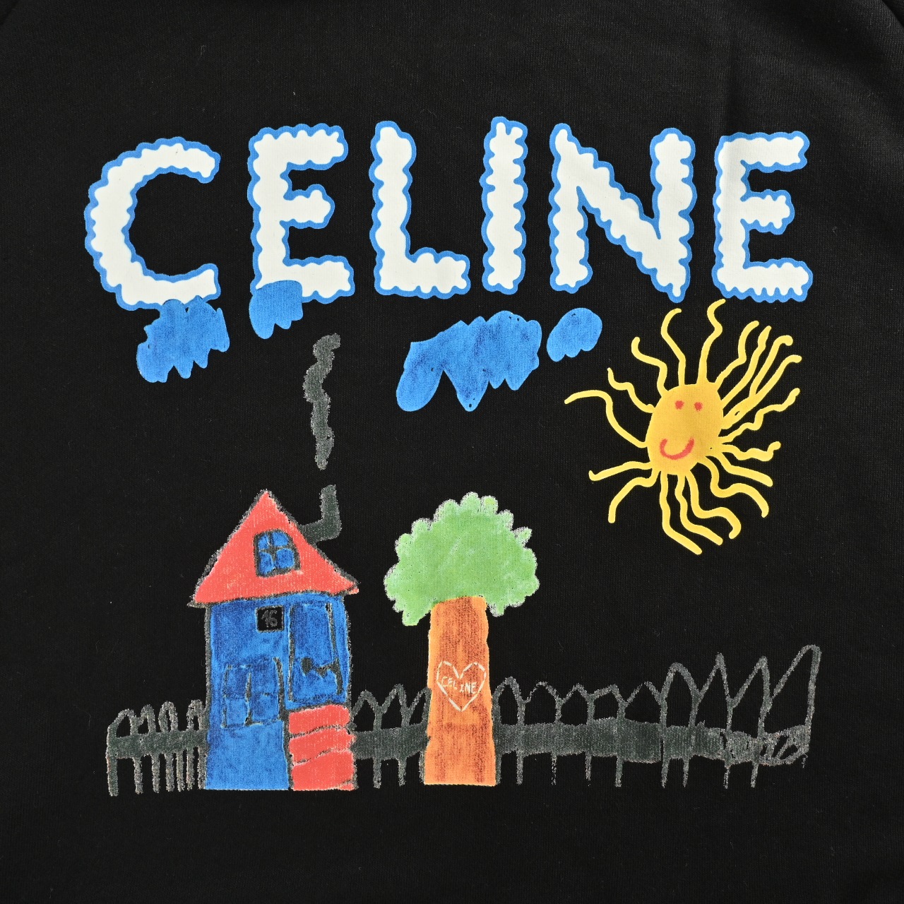 Celine/赛琳 25ss 涂鸦绘画新花连帽卫衣-Chinese UA Cheap High Quatity Brand Clothes Bags handbags Sneakers wholesale wholesaler seller from China Factory suppliers Fashion Clothing Shoes best Quality Beautiful Price Celine/赛琳 25ss 涂鸦绘画新花连帽卫衣