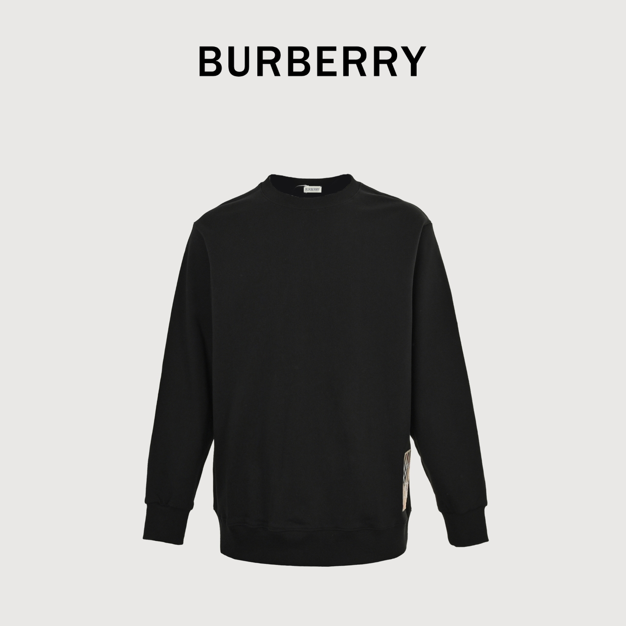 BURBERRY/巴宝BBR 贴布标签战马格纹字母刺绣圆领卫衣