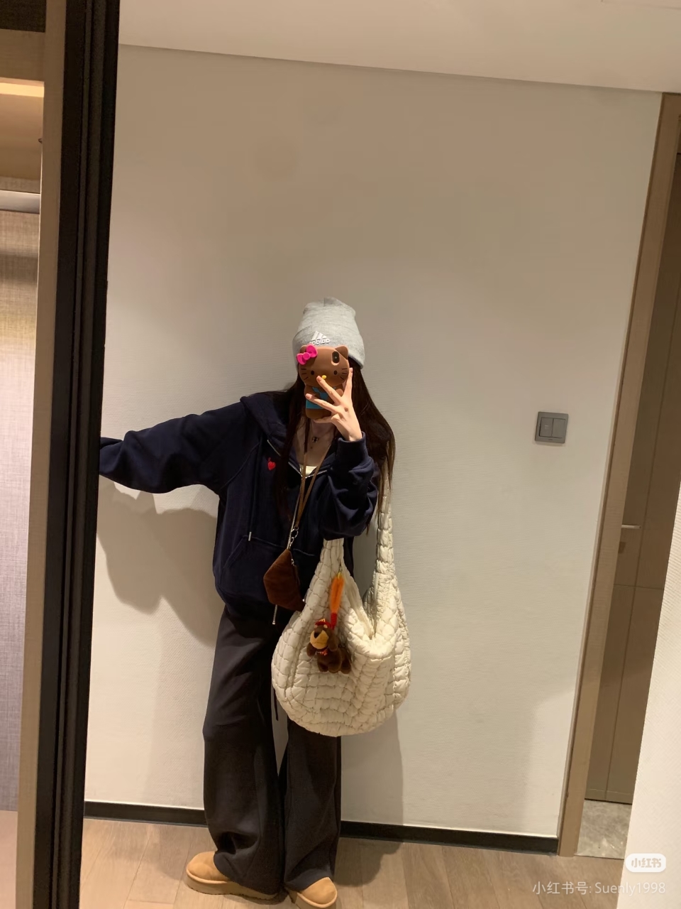 Ami 经典爱心标志刺绣拉链外套 上身效果#