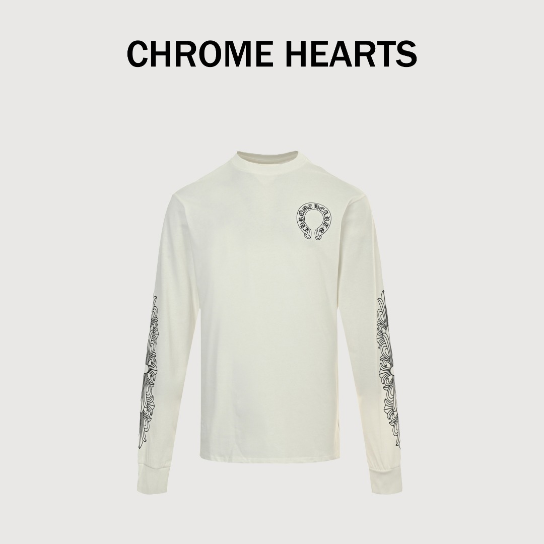 本地自取💰160 Chrome Hearts 克罗心 25FW 背后梵文印花长袖T桖 高克重高密度高品质 毛料柔软细腻亲肤 触感软糯丝滑 保暖性亲肤性极佳 定织定染无色差 无论面料还是做工细节 碾压市面普通版本 尺码：S-XL