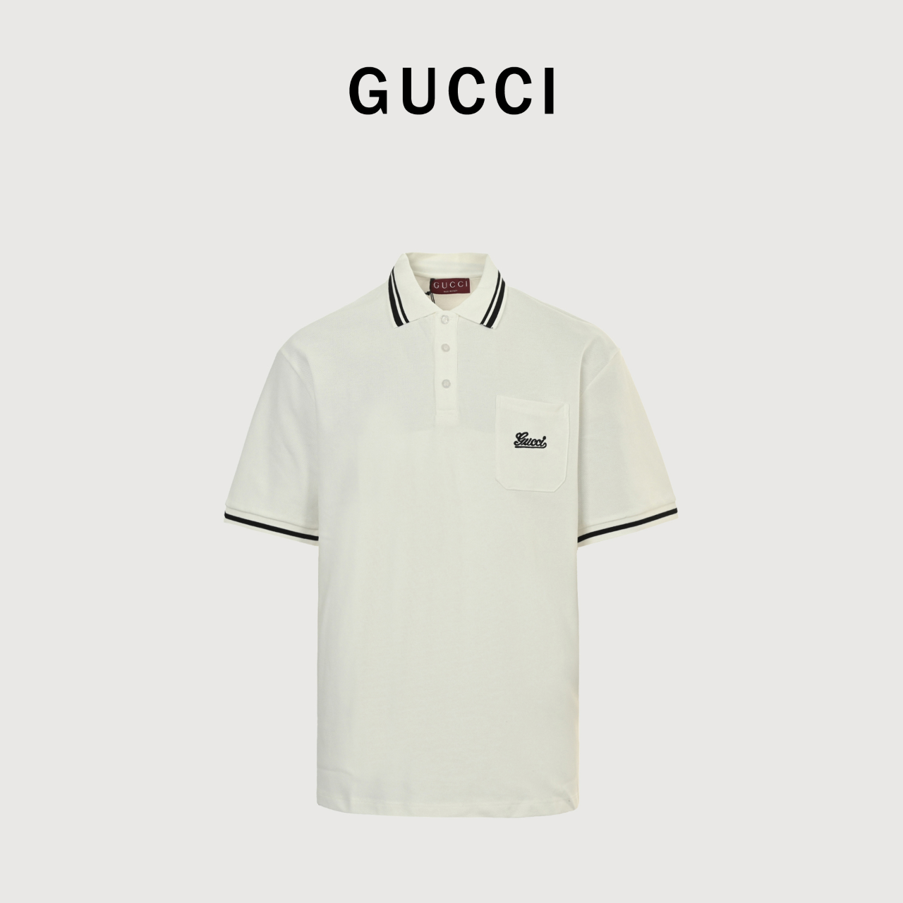 Gucci/古驰 口袋刺绣字母 短袖POLO衫 Gucci/古驰 口袋刺绣字母 短袖POLO衫