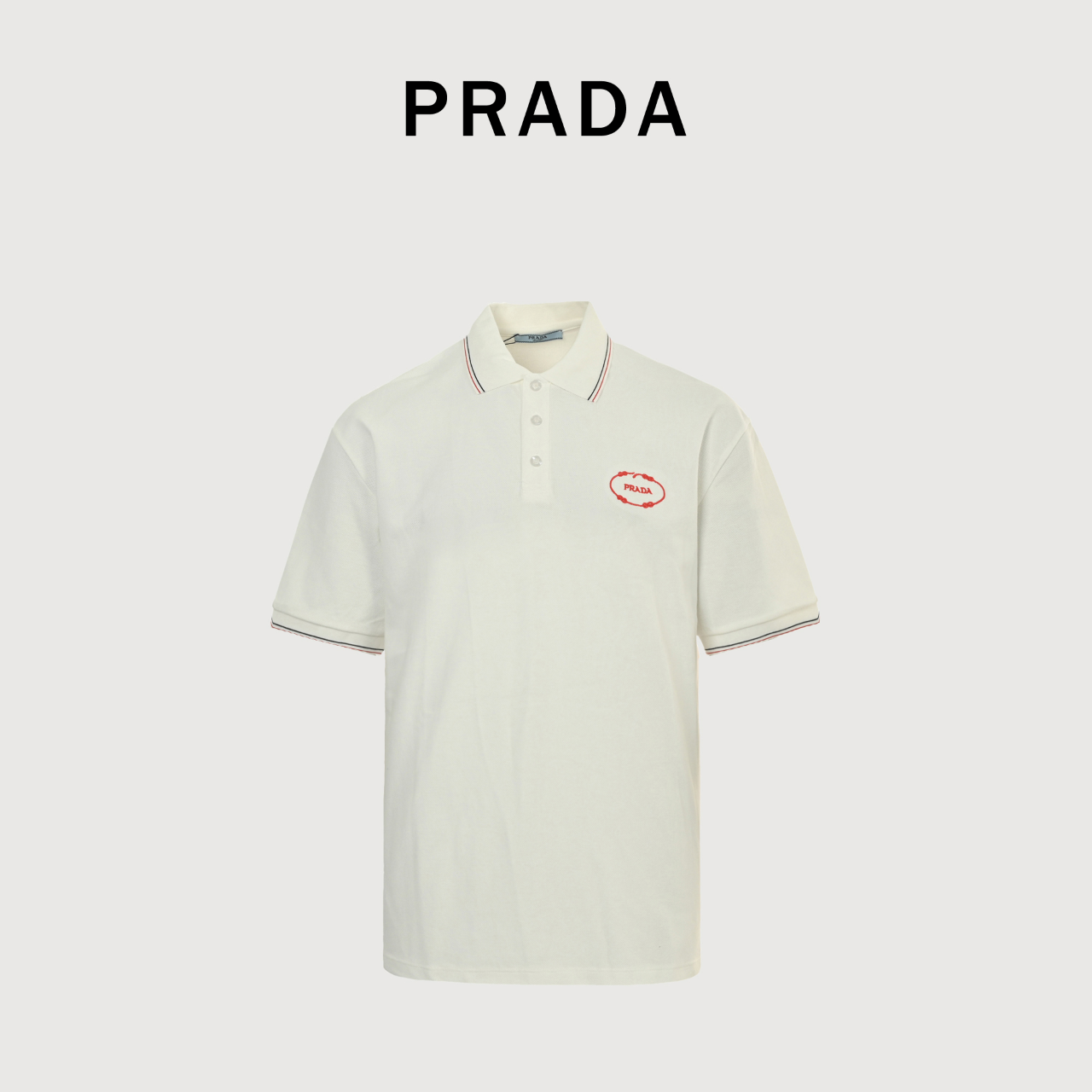 Prada/普拉达 红色刺绣字母 短袖POLO衫 Prada/普拉达 红色刺绣字母 短袖POLO衫