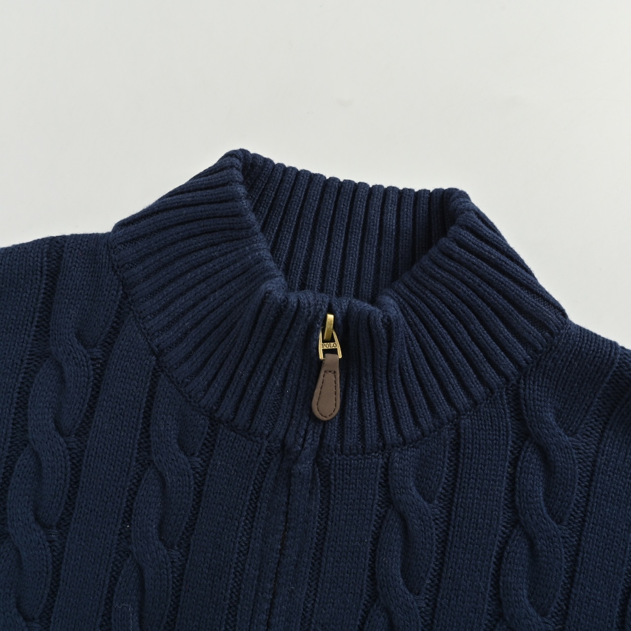 Ralph Lauren/拉夫劳伦 麻花编织半拉链针织毛衣 胸口高密度logo百灵达万针刺绣