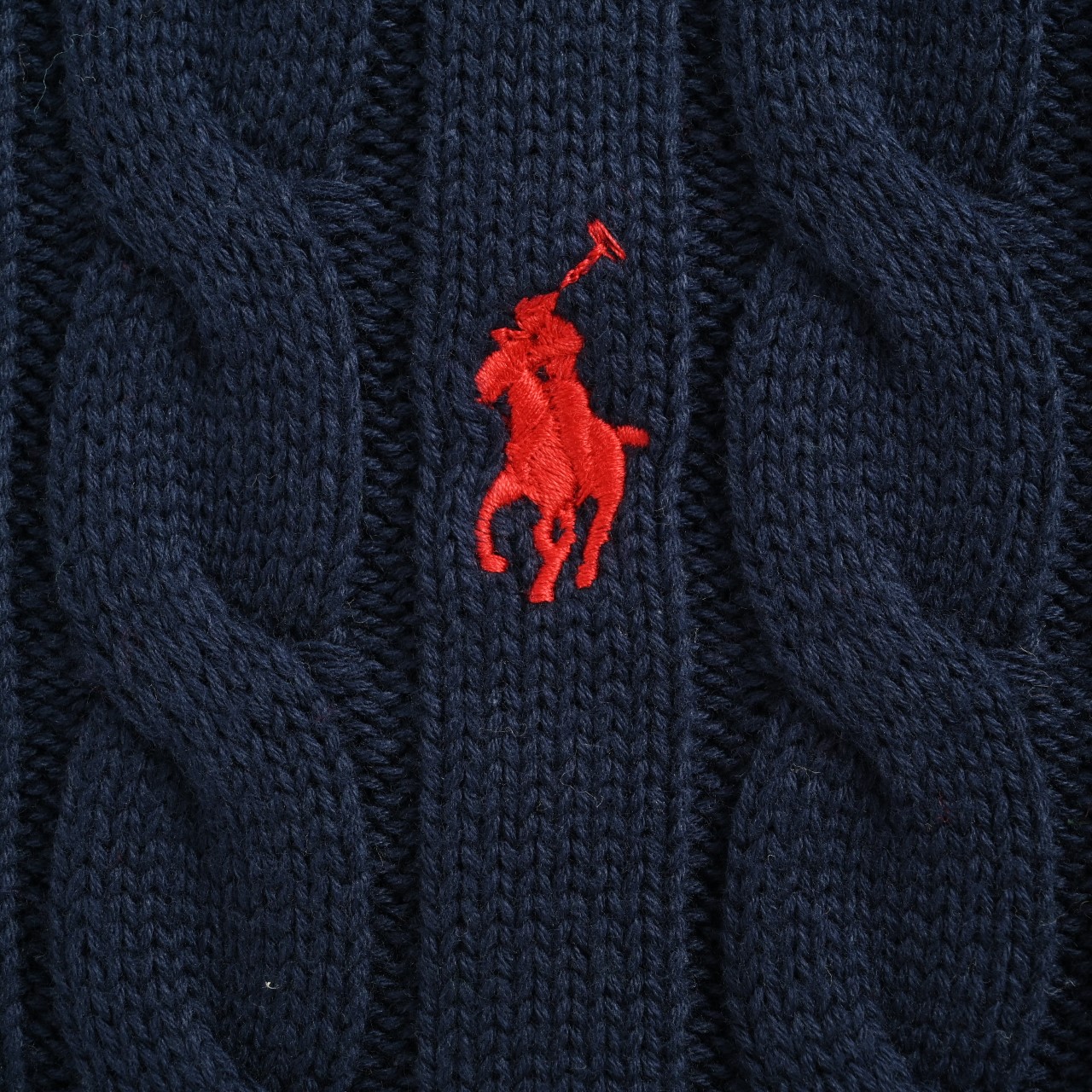 Ralph Lauren/拉夫劳伦 麻花编织半拉链针织毛衣 胸口高密度logo百灵达万针刺绣