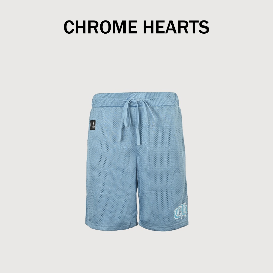 Chrome Hearts 克罗心 25SS 梵文网眼冰球服短裤 采用直喷进口机器印花 五金辅料均开磨定制 正确配置 黑色2025克罗心正品包装 面料采用220克高密100D鸟眼速干材质 双层车法工艺 印花采用丝网菲林工艺(印一次刮一下印花台) 正确高密主唛水洗吊牌 手工缝制