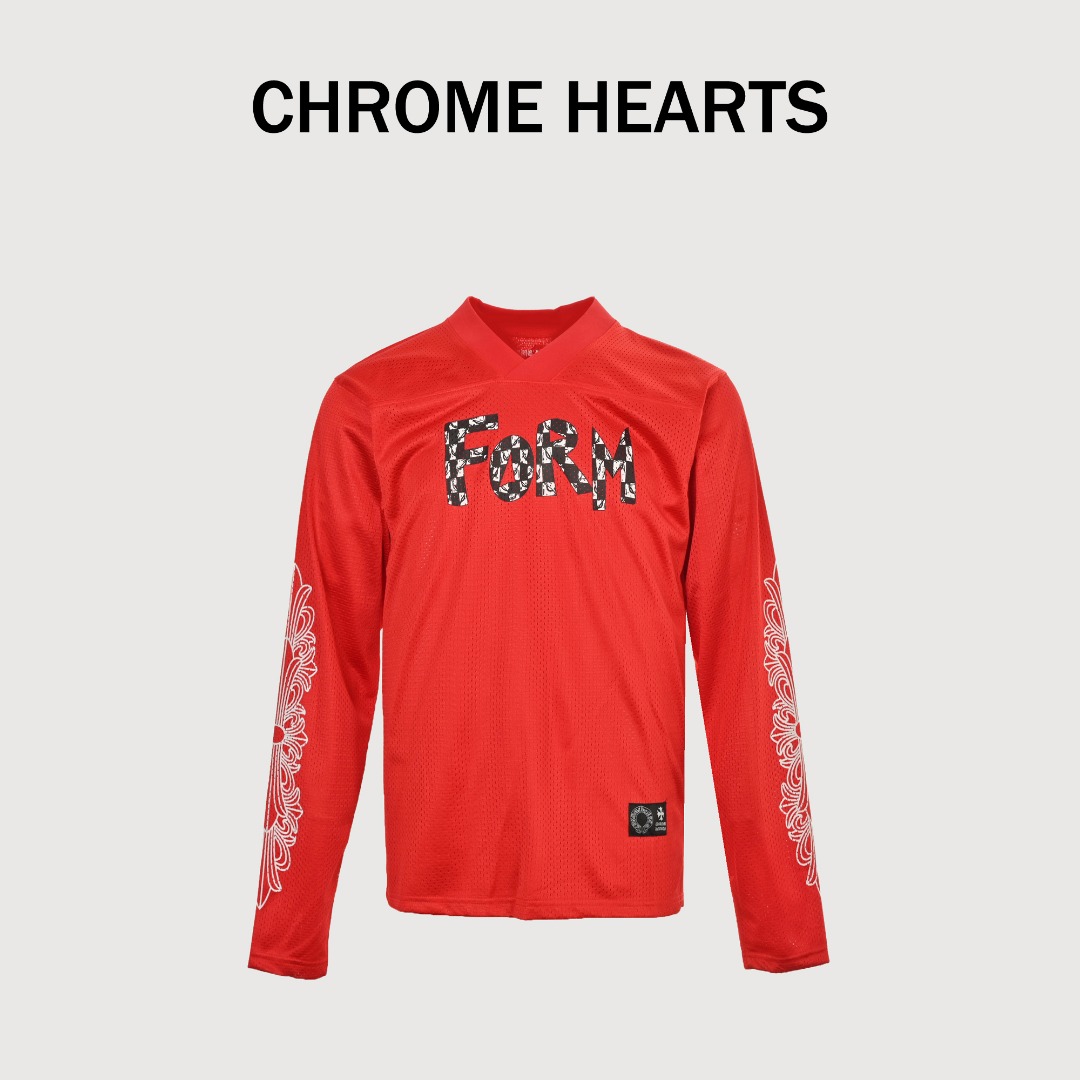 Chrome Hearts 克罗心 25FW 梵文网眼双层冰球服长袖T恤 采用直喷进口机器印花 五金辅料均开磨定制 正确配置2025克罗心正品包装 300克定制定染网布 版型大 宽松有型 区别低版本瘦长版型上身拉胯 正确高密主唛水洗吊牌 手工缝制