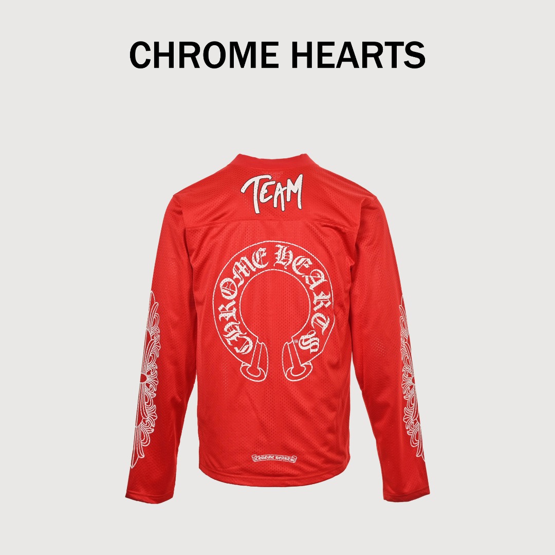 Chrome Hearts 克罗心 25FW 梵文网眼双层冰球服长袖T恤 采用直喷进口机器印花 五金辅料均开磨定制 正确配置2025克罗心正品包装 300克定制定染网布 版型大 宽松有型 区别低版本瘦长版型上身拉胯 正确高密主唛水洗吊牌 手工缝制
