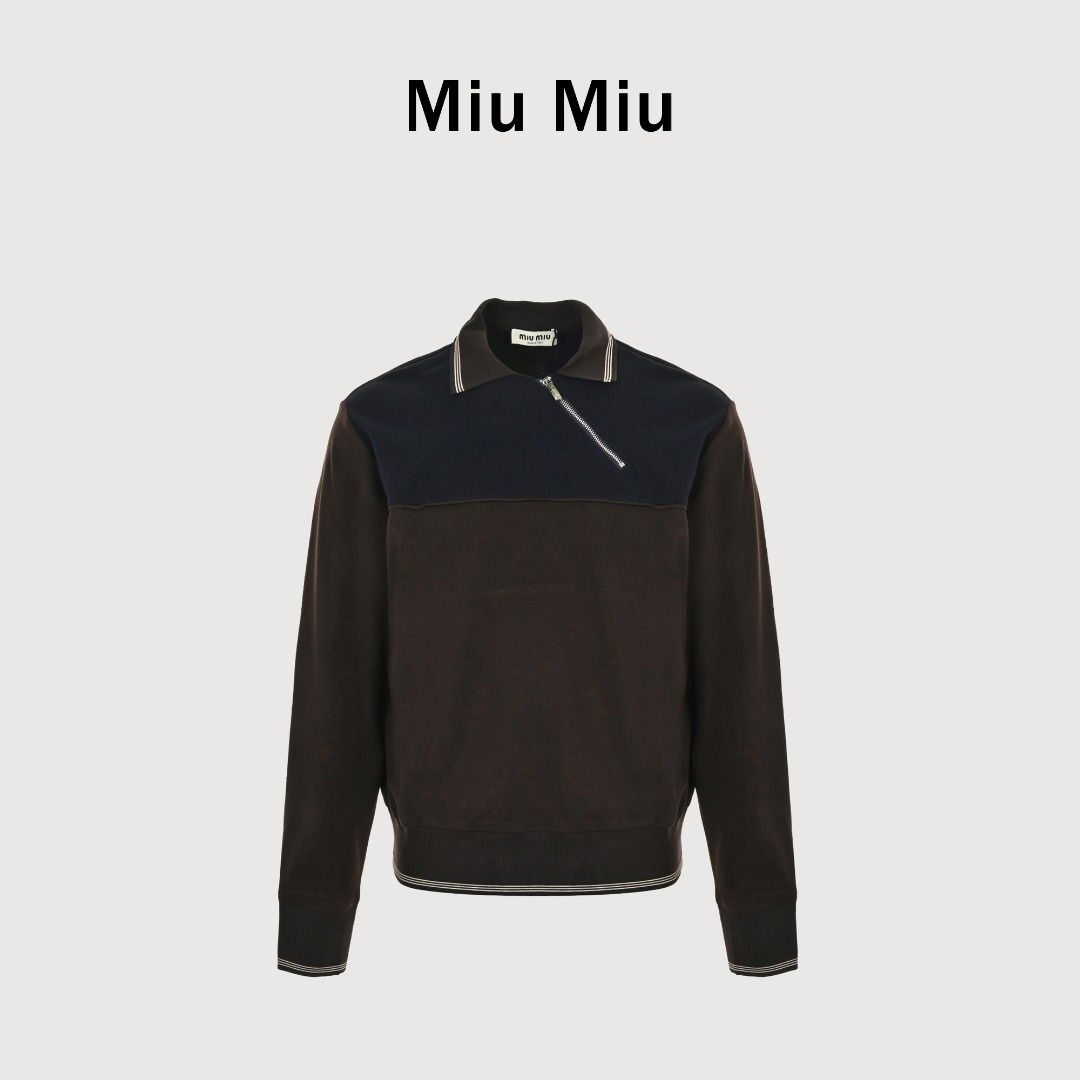 本地自取💰300 MIU MIU缪缪MM 撞色侧拉链卫衣 正品25400购入开发，定制丝滑黏胶锦纶氨纶卫衣面料420克，扁机罗纹，进口刺绣，面料酵洗，定制辅料，合身版型 Size：36 38 40 42