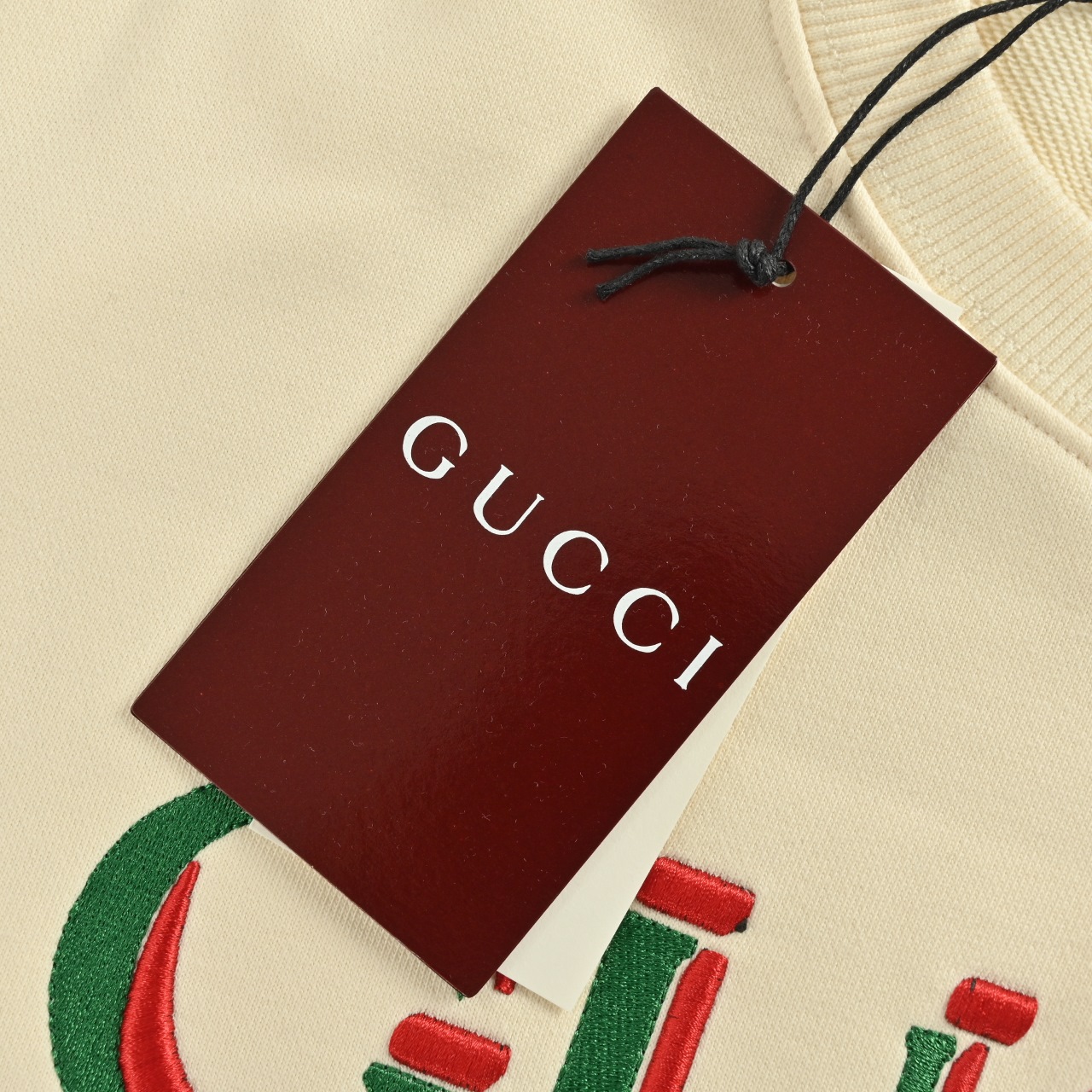 GUcci/古驰 25Fw 字母LOGO印花圆领卫衣 黑色 米白
