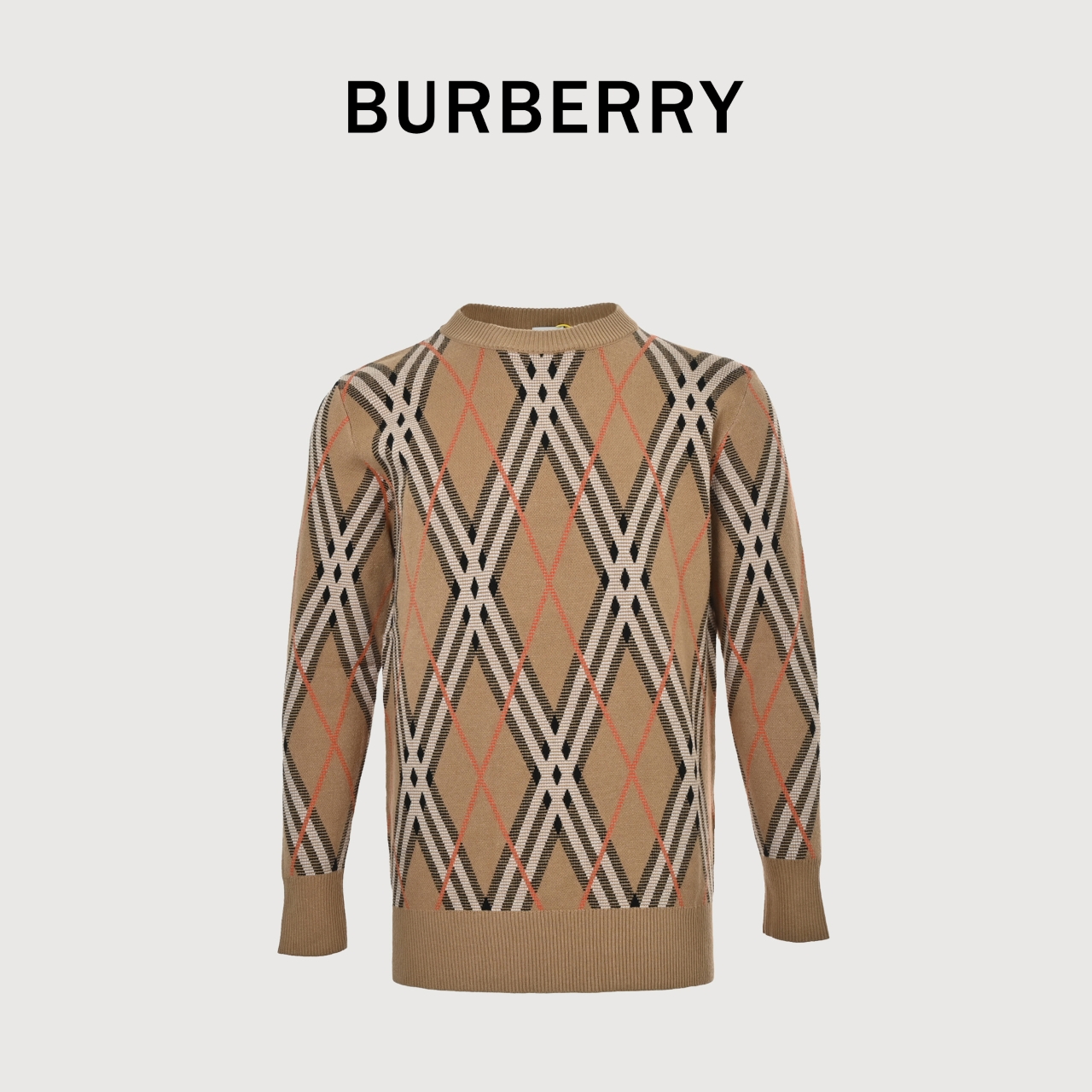 Burberry/巴宝莉 25Fw 斜格纹圆领针织毛衣 经典针织条纹毛衣 定染纱线