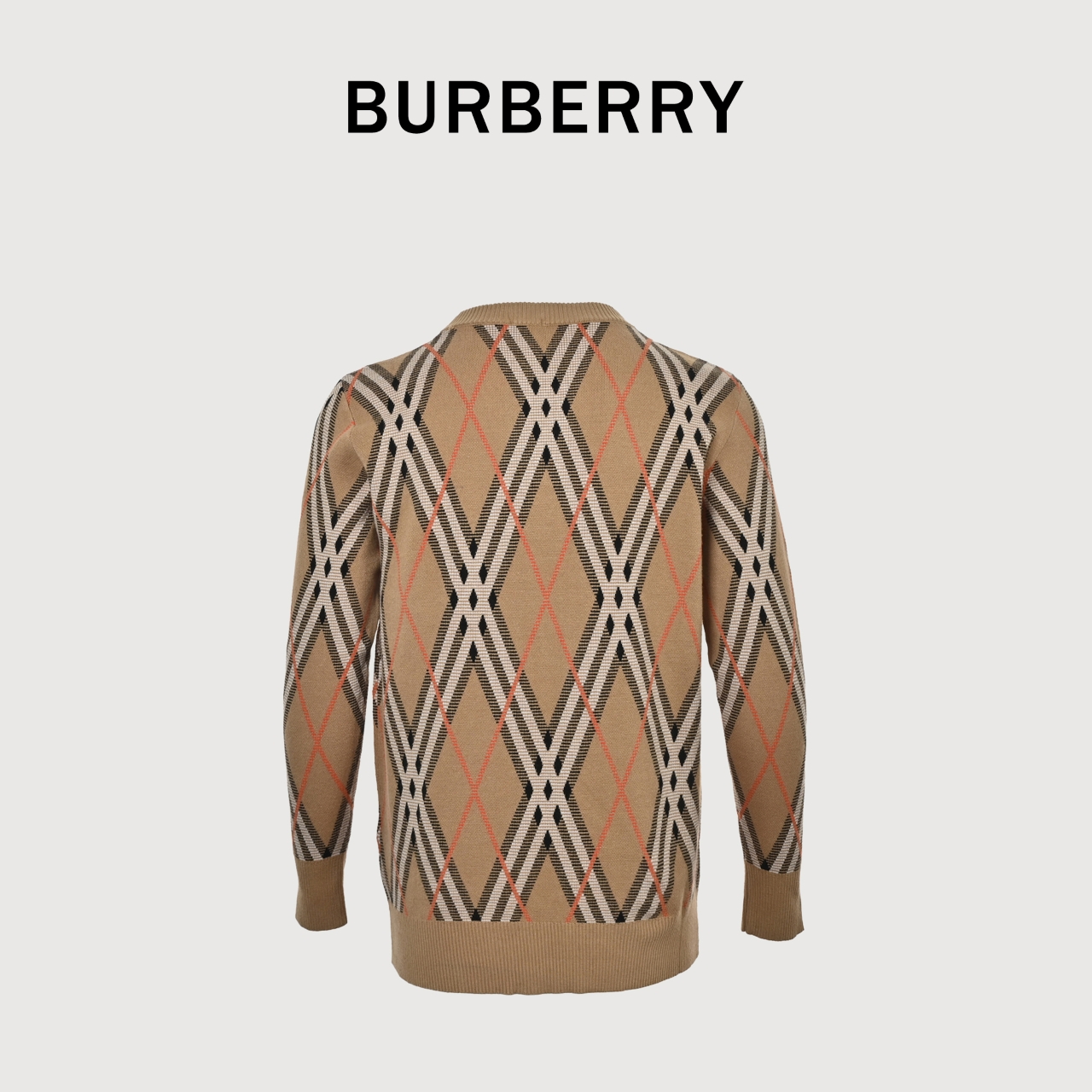 Burberry/巴宝莉 25Fw 斜格纹圆领针织毛衣 经典针织条纹毛衣 定染纱线