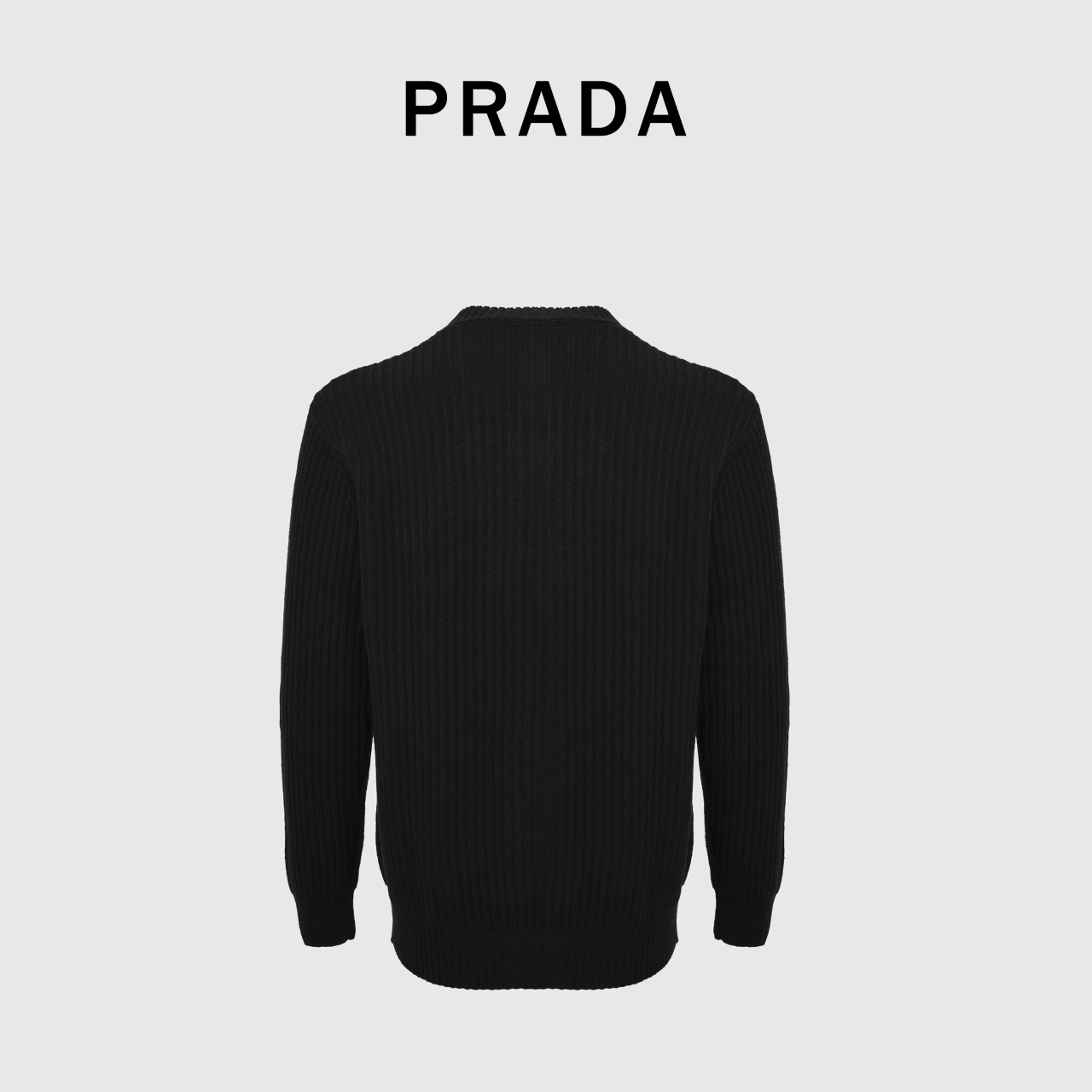 Prada 普拉达 pa倒三角 徽章刺绣 针织毛衣外套黑色