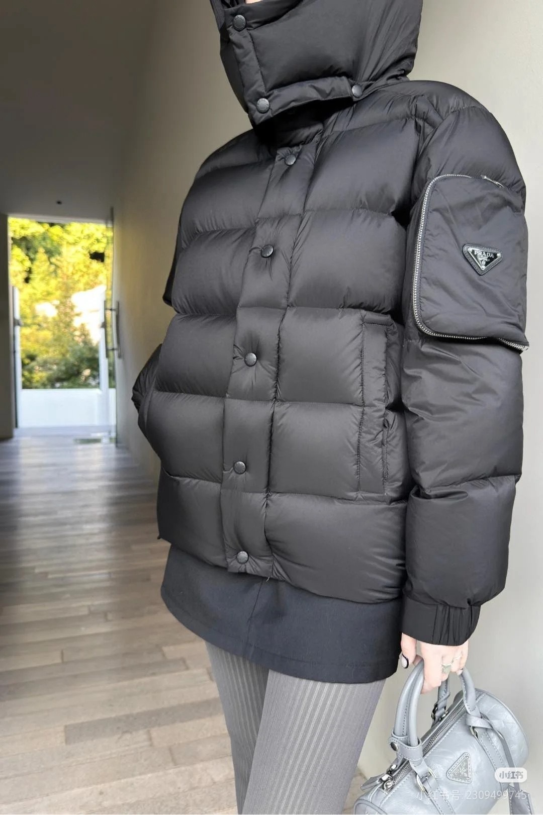 Prada/ 普拉达 胸标口袋logo 男女同款羽绒服 上身效果#