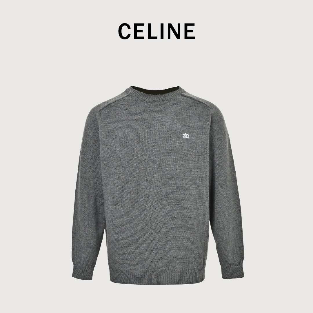本地自取💰260 
CELINE赛琳  凯旋门及后背字母毛巾绣圆领毛衣
原版杭州国专7900购入，近期的一款热门毛衣，
定纺染纱成分，100%羊毛纱线，
所以裸穿也绝对亲肤超级柔软了，
刺绣采用TAJIMA进口机台加工，后背
定制辅料，做工品质还是非常好的，适合秋冬搭配，版型宽松。
颜色：黑色，白色, 灰色
Size：XS-L