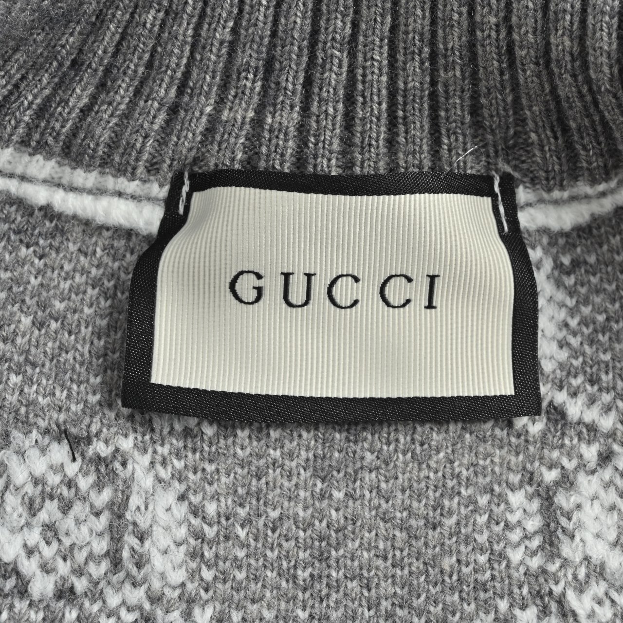 Gucci/古驰 25ss满印提花标识logo拉链开衫毛衣 全幅提老花立领拉链长袖针织衫