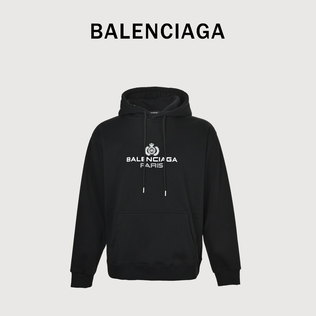 Balenciaga 巴黎世家 LV 25FW 麦穗帽衫 480g高级精梳棉面料 专柜领标 代购级白色厚板吊牌 原版吊粒 前后都是立体发泡印花 层次感很强 男女同款 情侣款 oversize版型 宽松