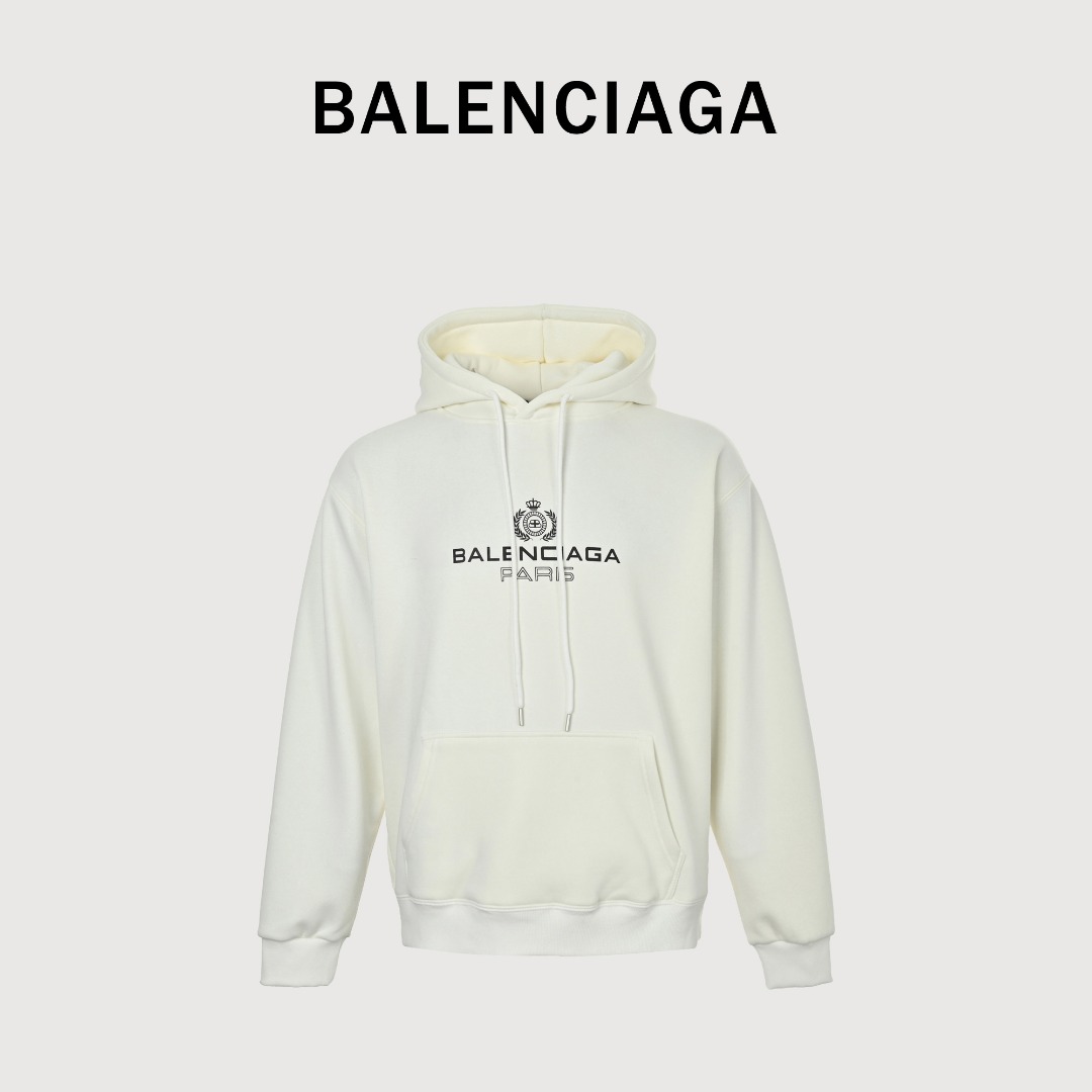 Balenciaga 巴黎世家 LV 25FW 麦穗帽衫 480g高级精梳棉面料 专柜领标 代购级白色厚板吊牌 原版吊粒 前后都是立体发泡印花 层次感很强 男女同款 情侣款 oversize版型 宽松