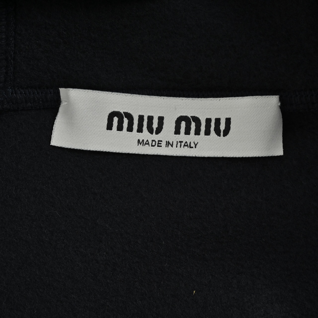 MiuMiu 藏青色羊羔绒 羊毛质地380克云感摇粒绒 经典刺绣字母连帽外套