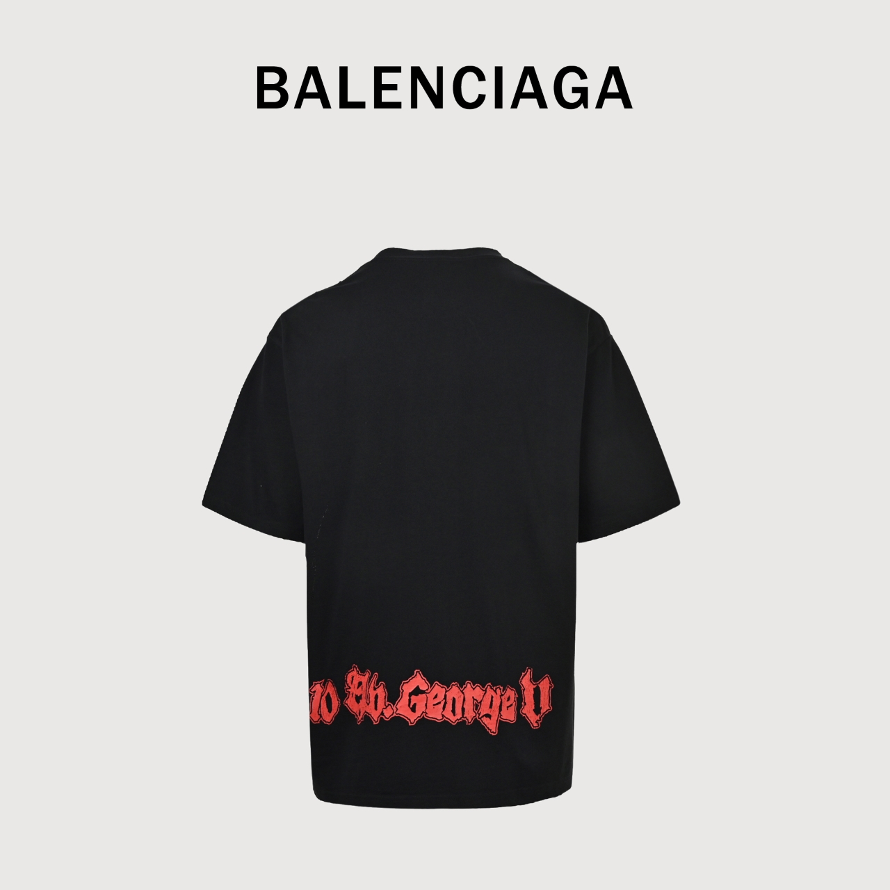 Balenciaga/巴黎世家 红蓝涂鸦门款水洗破洞短袖T恤 暗黑摇滚风