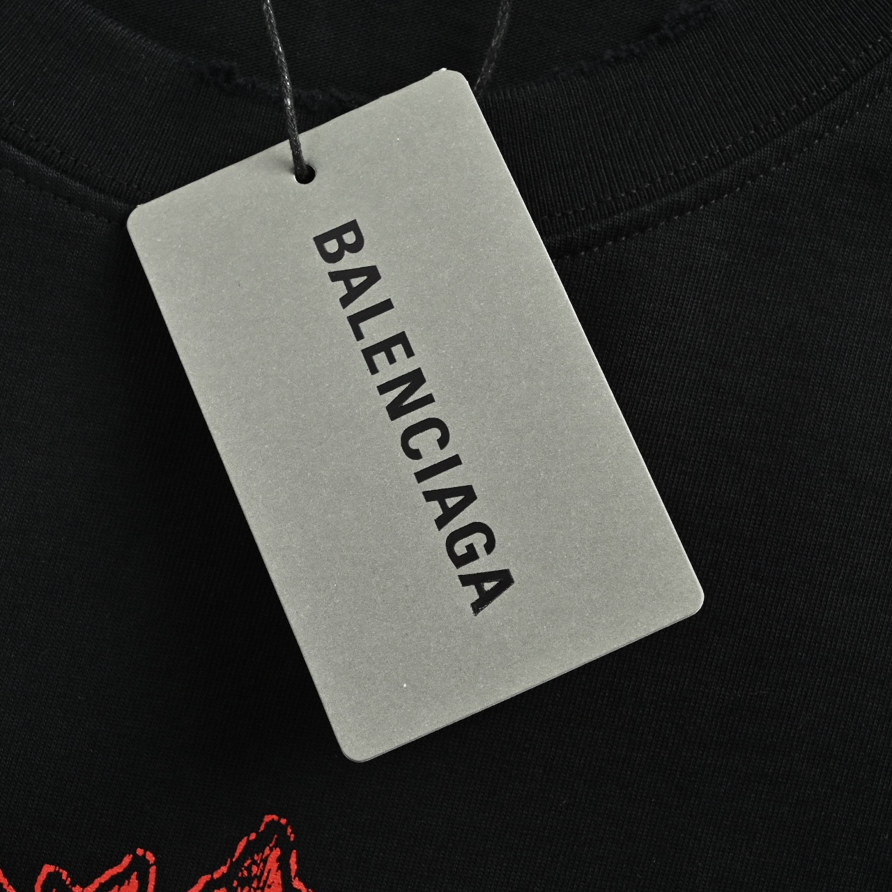 Balenciaga/巴黎世家 红蓝涂鸦门款水洗破洞短袖T恤 暗黑摇滚风