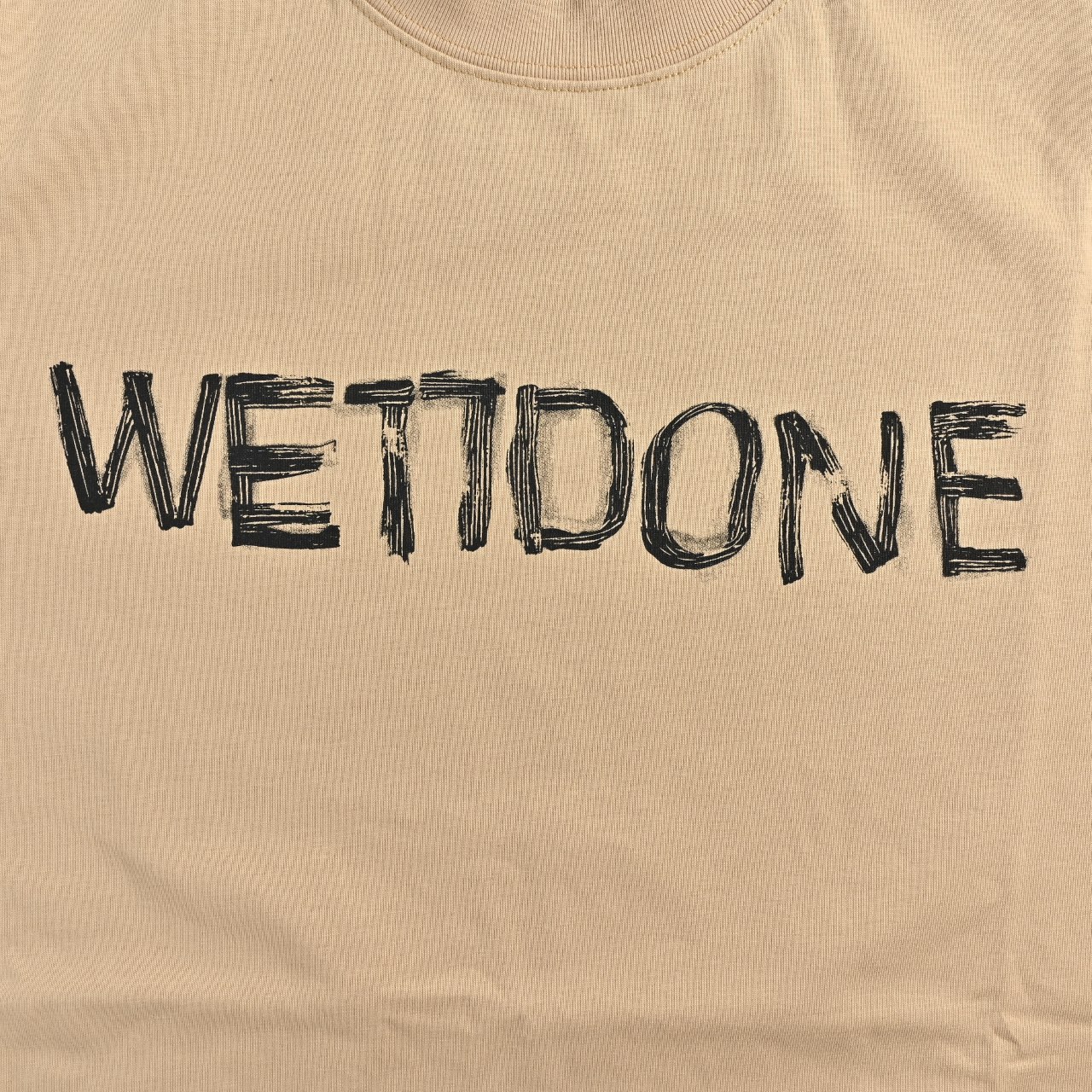 WE11DONE 26SS 新款趣味手绘Logo速写情侣短袖T恤 灰色 卡其色