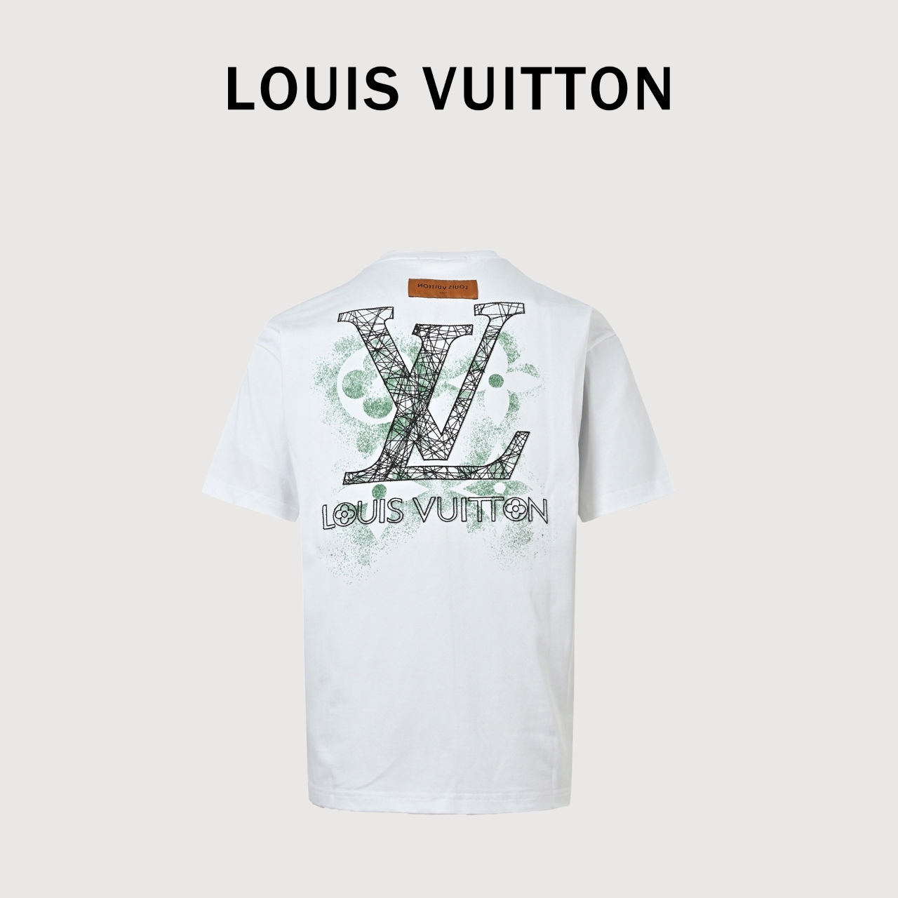 Louis Vuitton/路易威登 喷墨老花线条logo刺绣短袖-莆田鞋,莆田鞋货源,高仿鞋,高仿鞋货源,安福档口,莆田高仿鞋,莆田鞋批发,高仿鞋批发,莆田高仿运动鞋,高仿运动鞋,莆田运动鞋 Louis Vuitton/路易威登 喷墨老花线条logo刺绣短袖