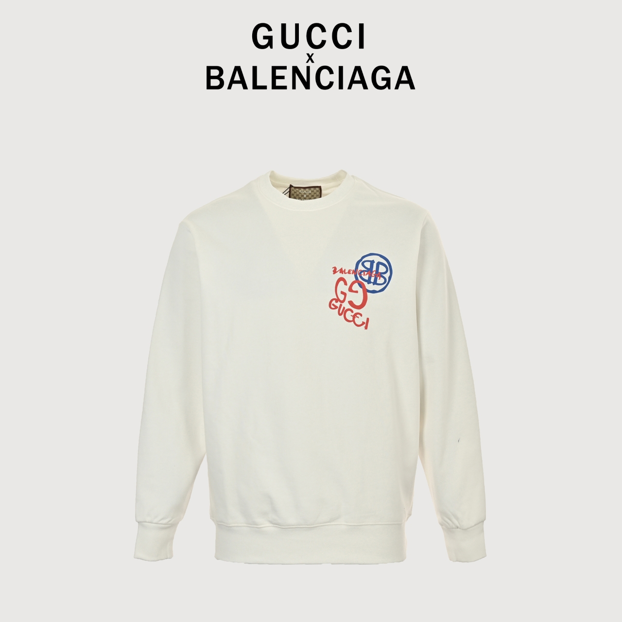 Gucci & Balenciaga 联名涂鸦印花圆领卫衣