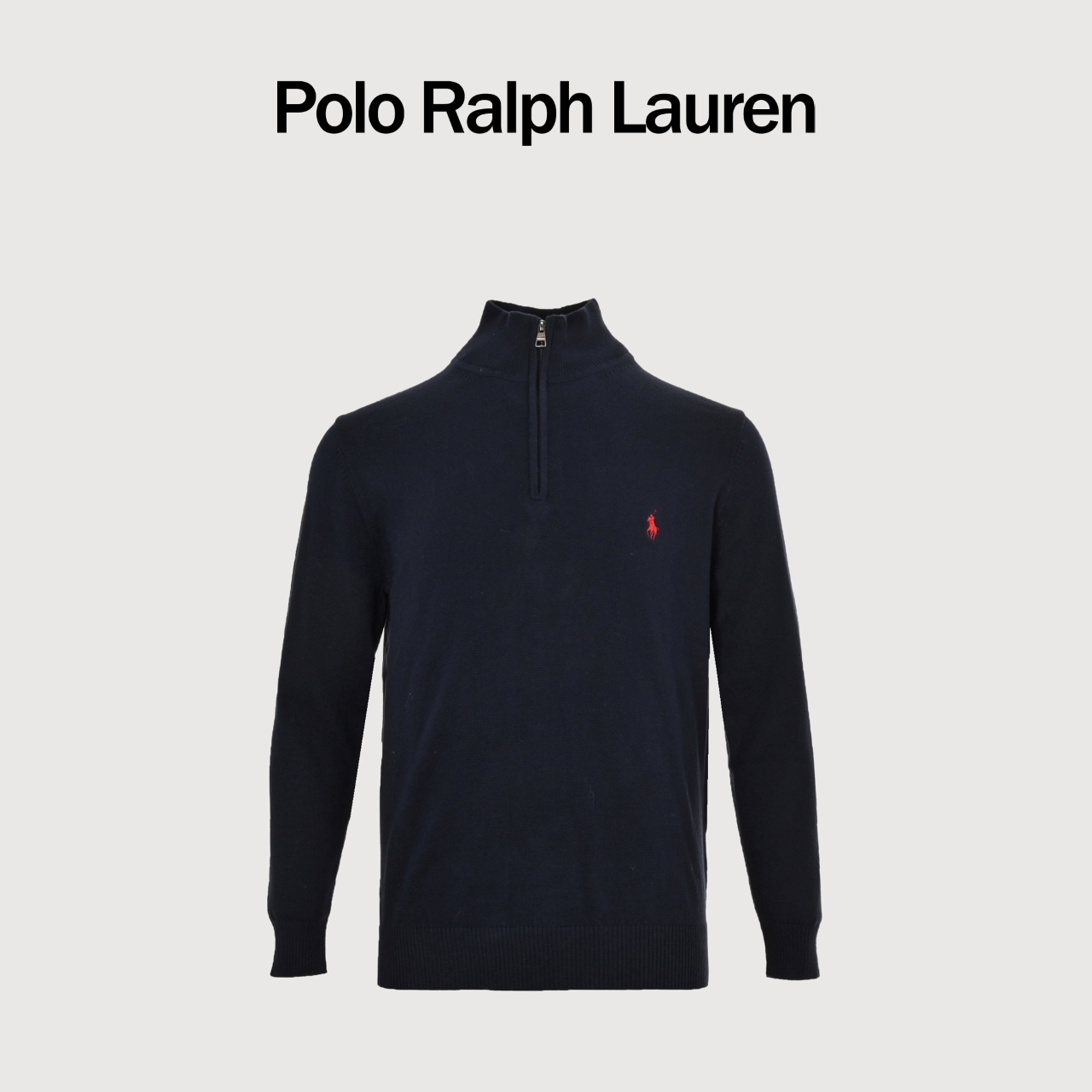 Ralph Lauren 拉夫劳伦RL胸前经典战马logo刺绣 半拉链针织毛衣