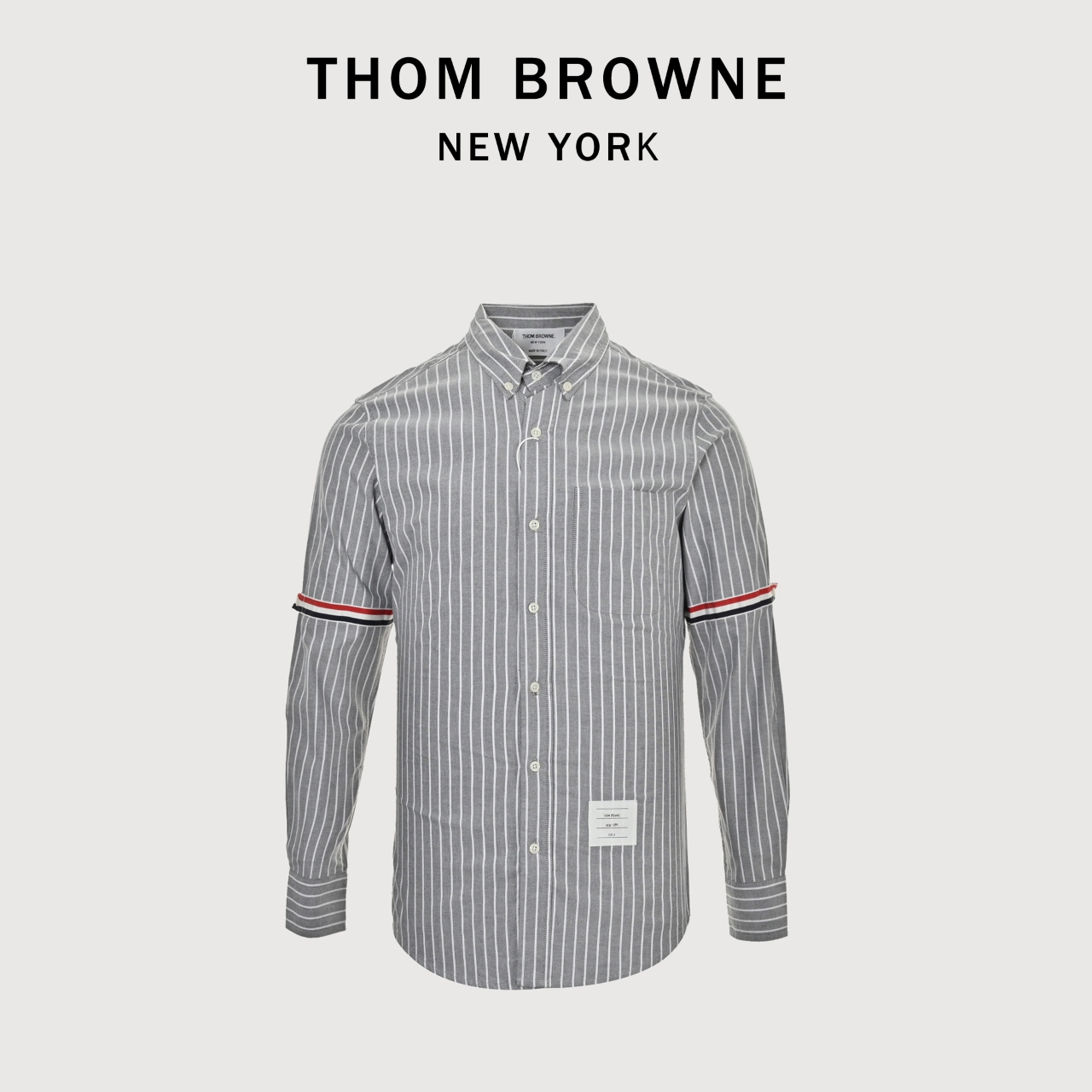 THOM BROWNE/汤姆布朗TB 纯棉竖条纹双织带长袖衬衫