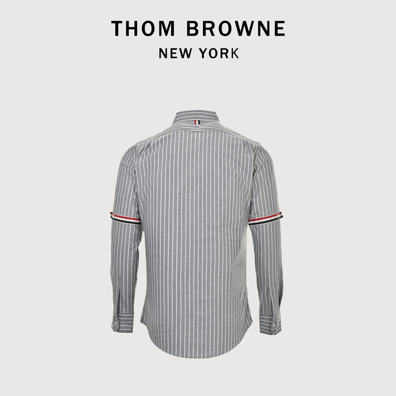 THOM BROWNE/汤姆布朗TB 纯棉竖条纹双织带长袖衬衫