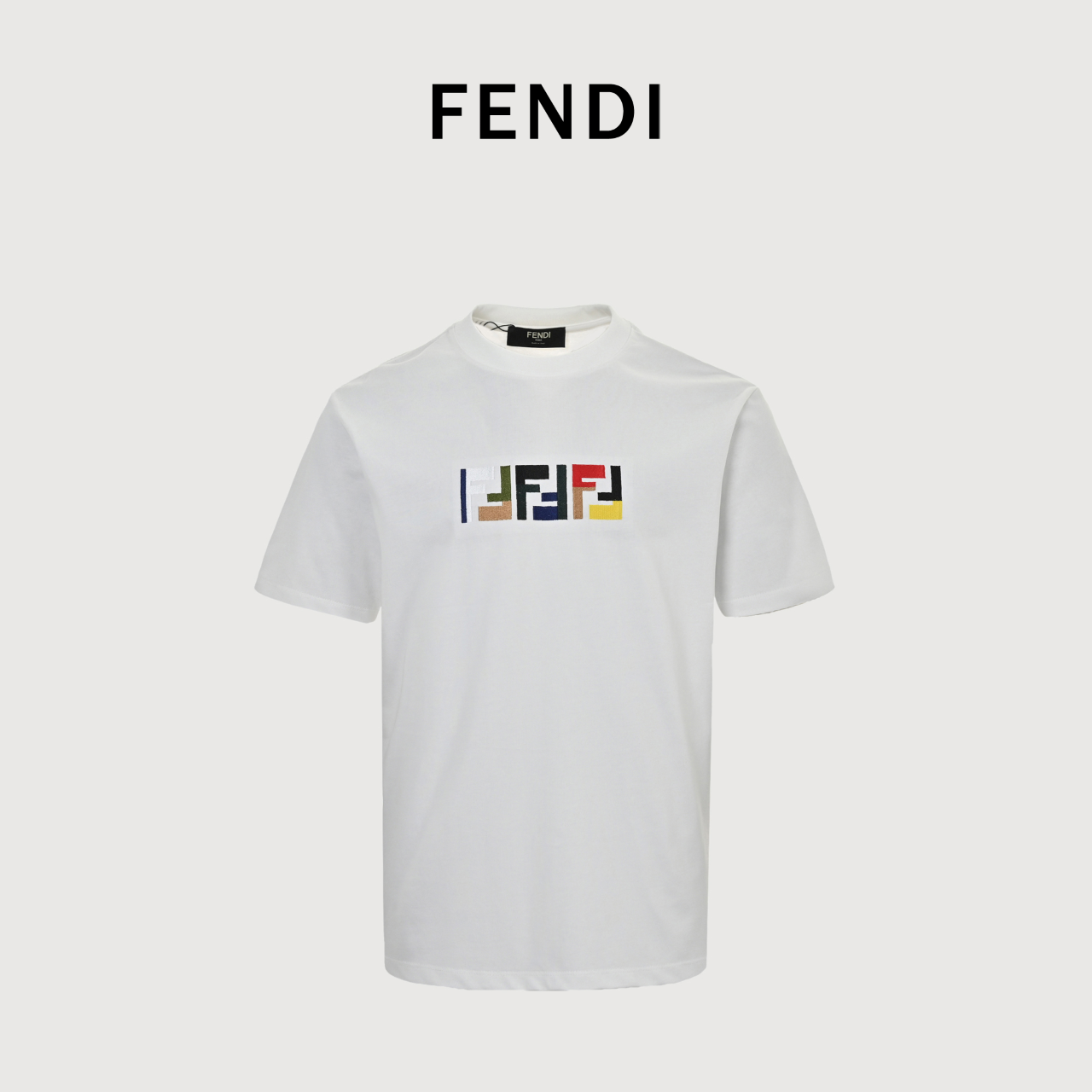 Fendi 芬迪 FD 彩色刺绣ff字母图案 短袖T恤